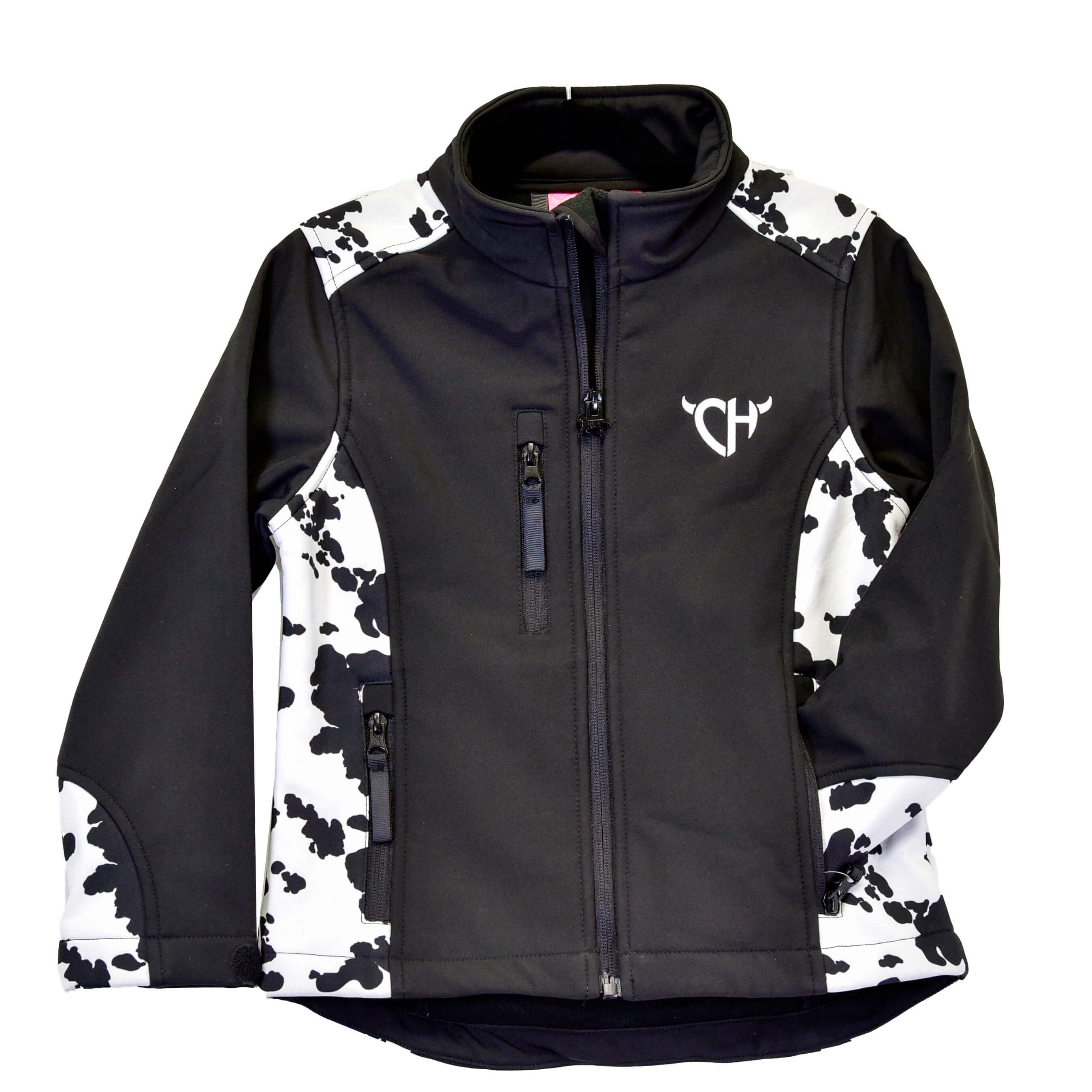 Baby Girls' Cow Print Western Jacket - Black Polyester Shell with Cowboy Hardware Accents - Perfect for Rodeo, Cowgirl Parties & Western-Themed Events