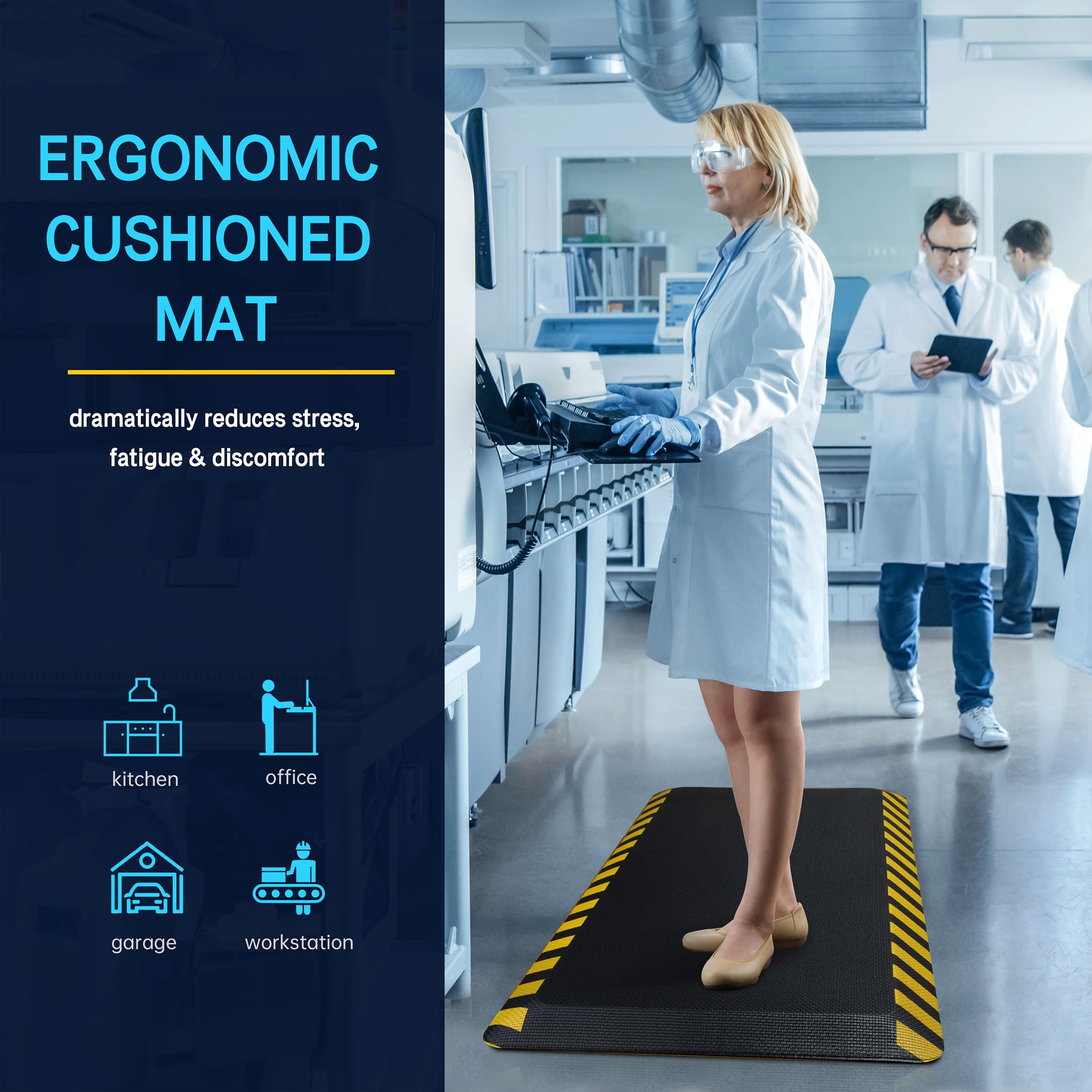 FEATOL Anti Fatigue Mats 2 Pack - Ergonomic Standing Floor Mat for Work, Office & Industrial Use - 20