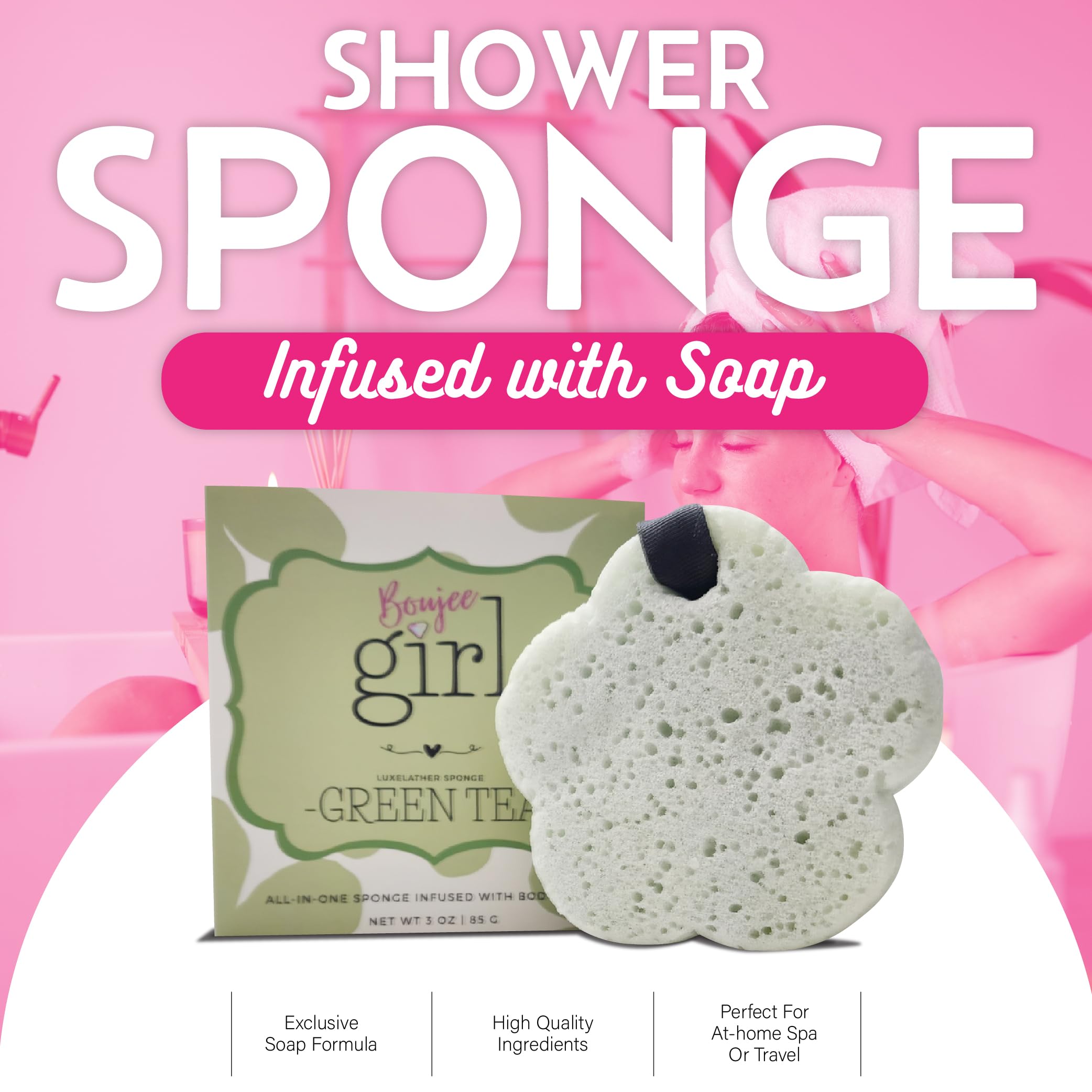Soap Infused Shower Sponge for Women - Pre-Soaped & Scented Bath Sponge for Body Wash, Exfoliation & Relaxation | Perfect for Shower, Bath, Spa & Travel