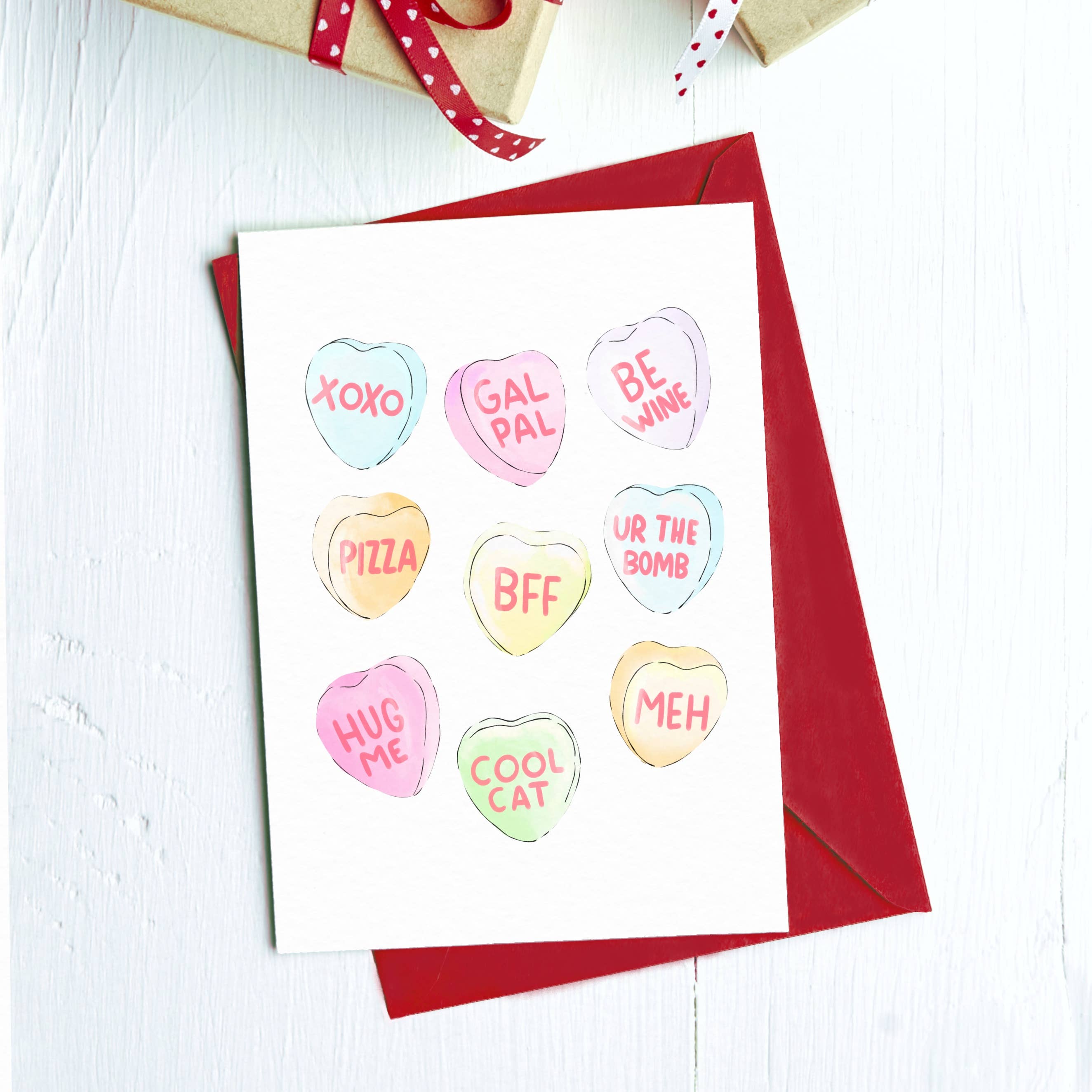 Galentine's Day Greeting Card with Candy Hearts - Perfect for Friends, Gal Pals & Celebrating Female Friendship