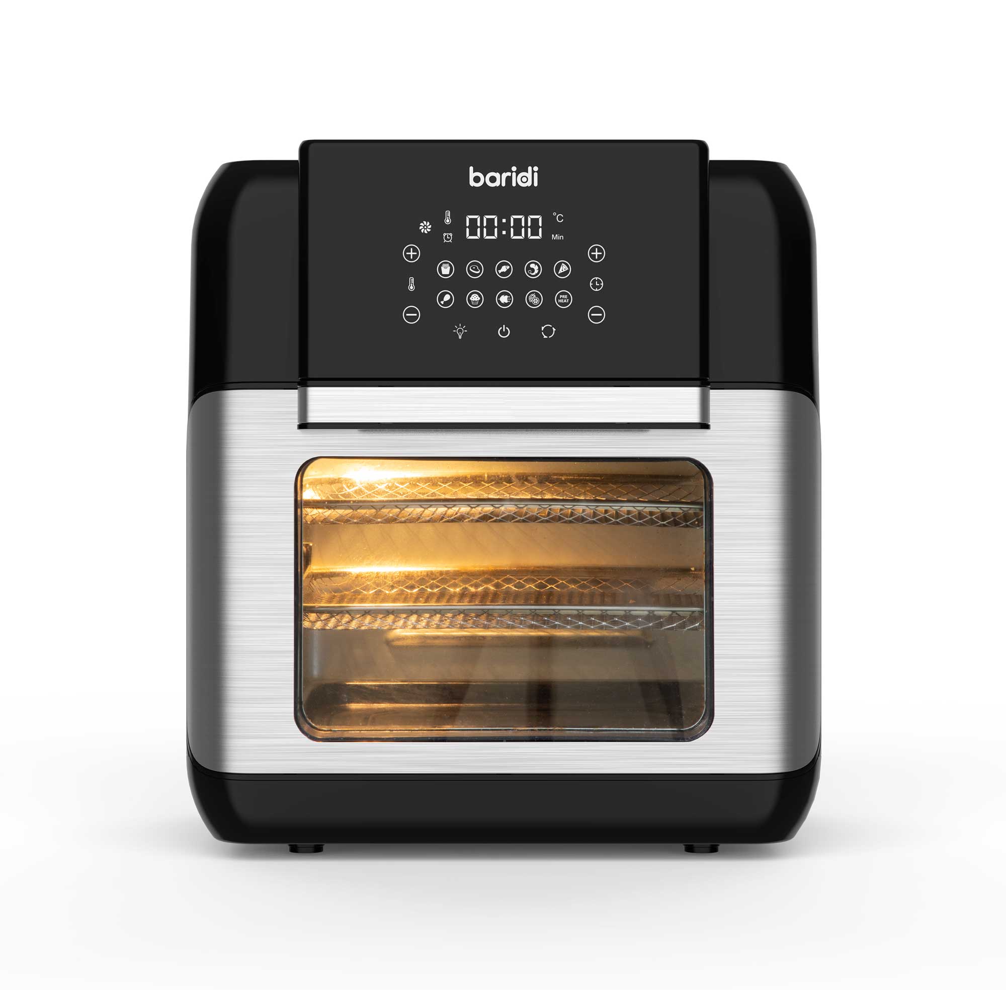Baridi 1500W 12L Large Air Fryer with Rotisserie & Grill - 10-in-1 Multi-Function Air Fryer Oven with Accessory Kit - Perfect for Family Cooking, Healthy Meals & Party Snacks