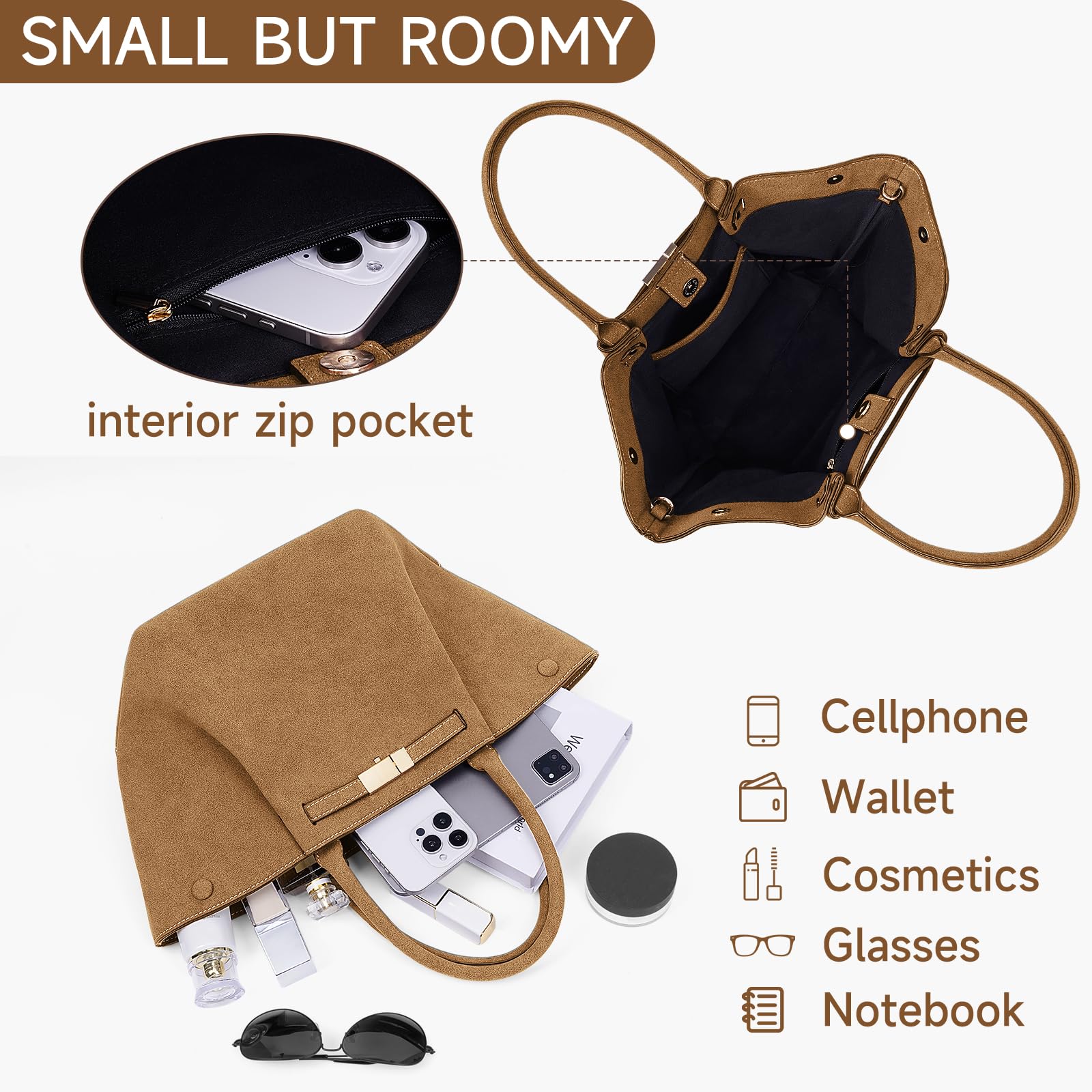 Juoxeepy Leather Tote Bags for Women - Stylish Work Bag with Top Handle, Luxury Hobo Handbag Purse for Office, Travel & Everyday Use