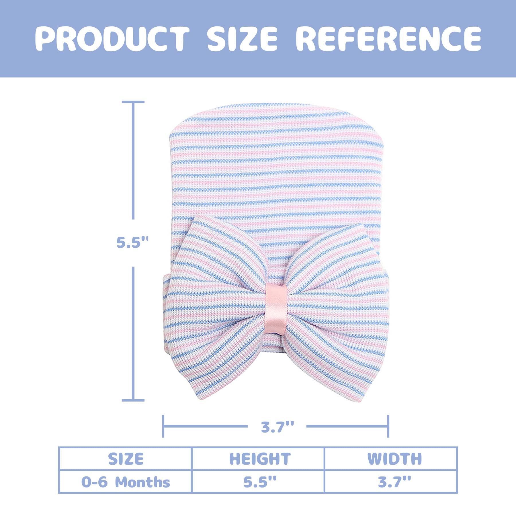 Olreco Newborn Baby Hats for Girls 0-6 Months - Soft Cotton Hospital Beanie with Headbands & Bows | Perfect for Newborn Photography, Nursery Essentials & Baby Shower Gifts