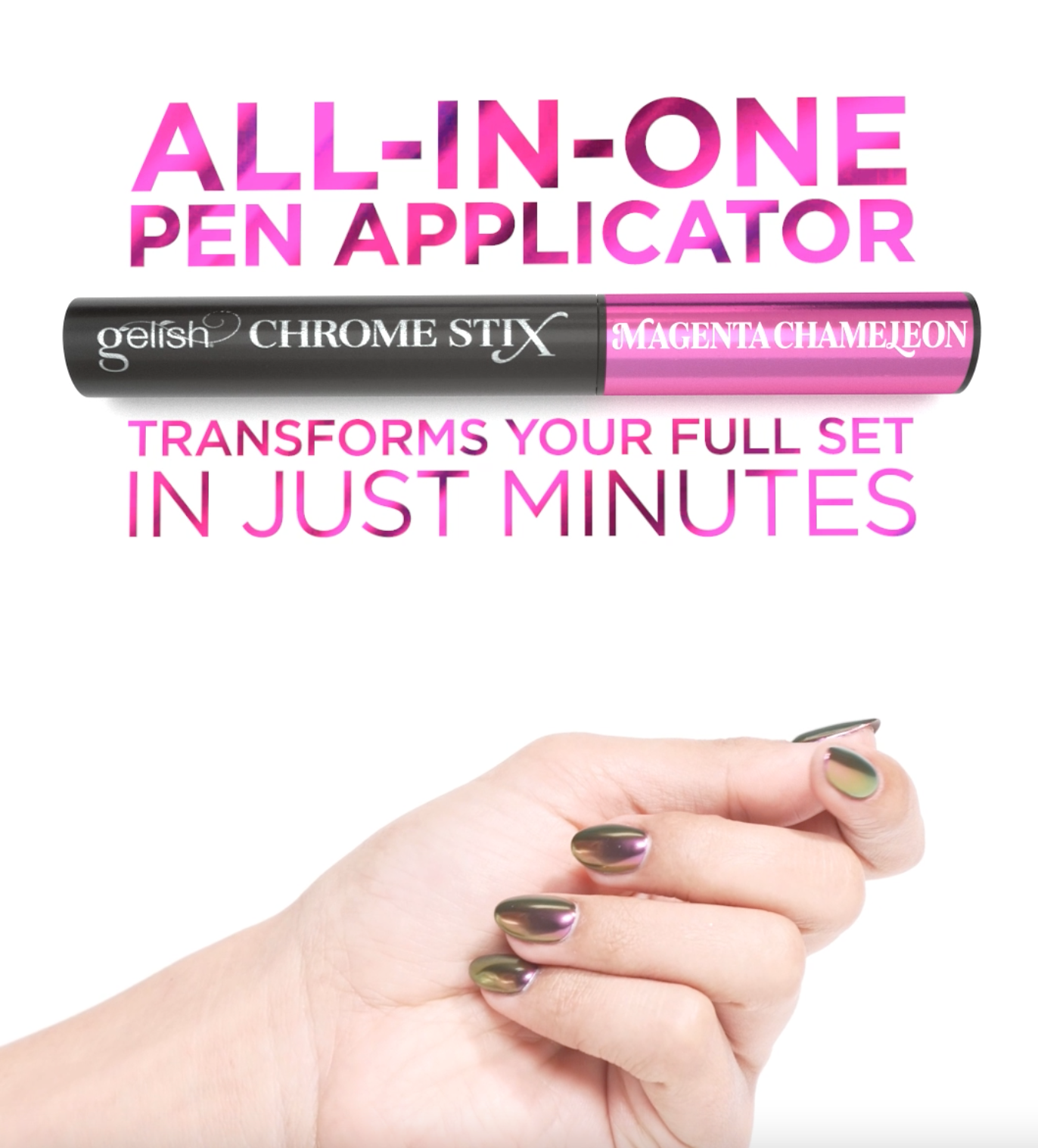 Gelish Chrome Stix Nail Polish - Magenta Chameleon Metallic Shimmer, 0.17 oz - Long Lasting Gel Nail Art for Manicures & Pedicures