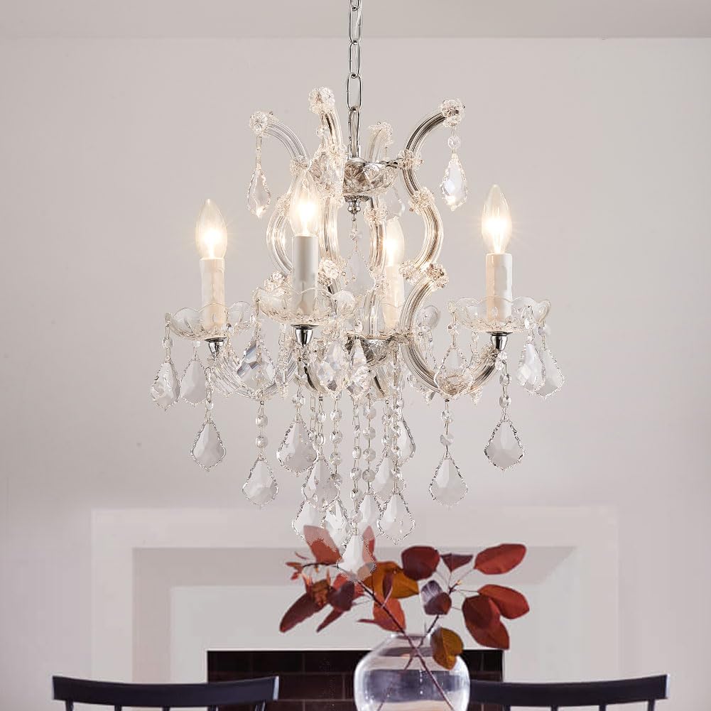 Elegant Modern Crystal Chandelier Lighting - Small Crystal Pendant Light Fixture for Dining Room, Bedroom, Hallway, Kitchen Island, Bathroom & Closet | Perfect for Girls Room Decor, Home Renovation & Interior Design Upgrade