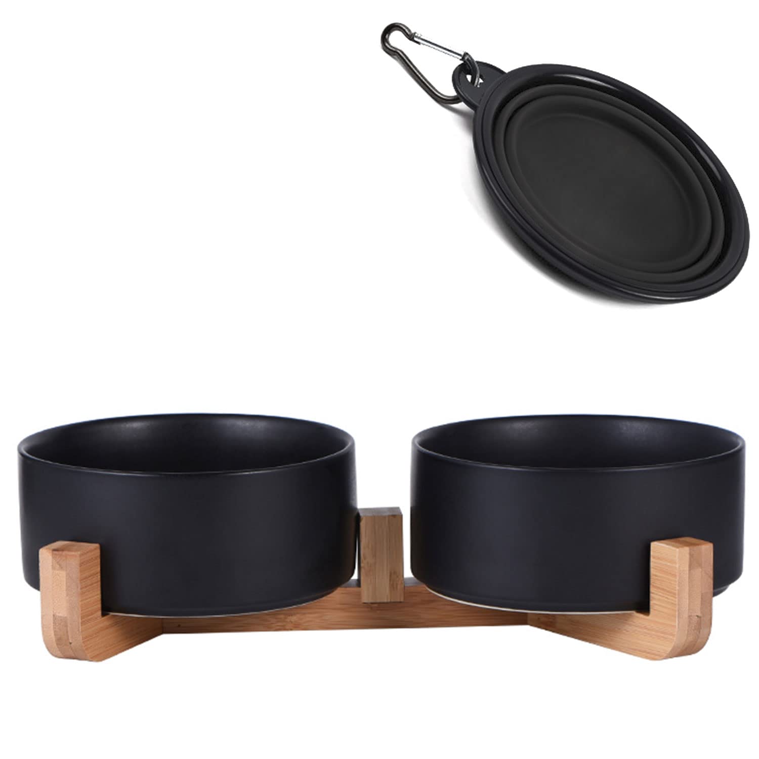 Petygooing Ceramic Elevated Dog Bowl Set with Stand - Non-Slip Pet Food & Water Dishes for Small Dogs & Cats (13.5oz/5.1in) - Perfect for Kitchen, Dining Area or Pet Feeding Station