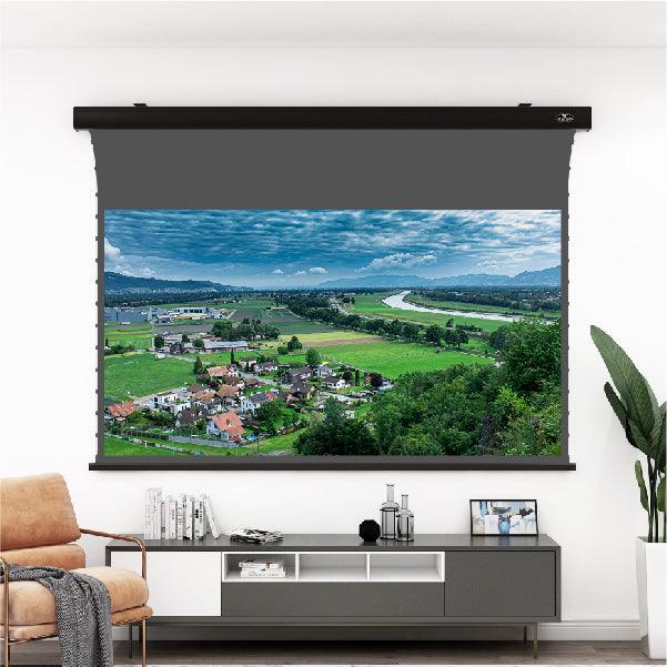 VIVIDSTORM ALR P Slimline Motorized Tension Obsidian Long Throw ALR Perforated Projector Screen - 4K Ultra HD Projection Screen for Home Theater, Office Presentations & Outdoor Movie Nights