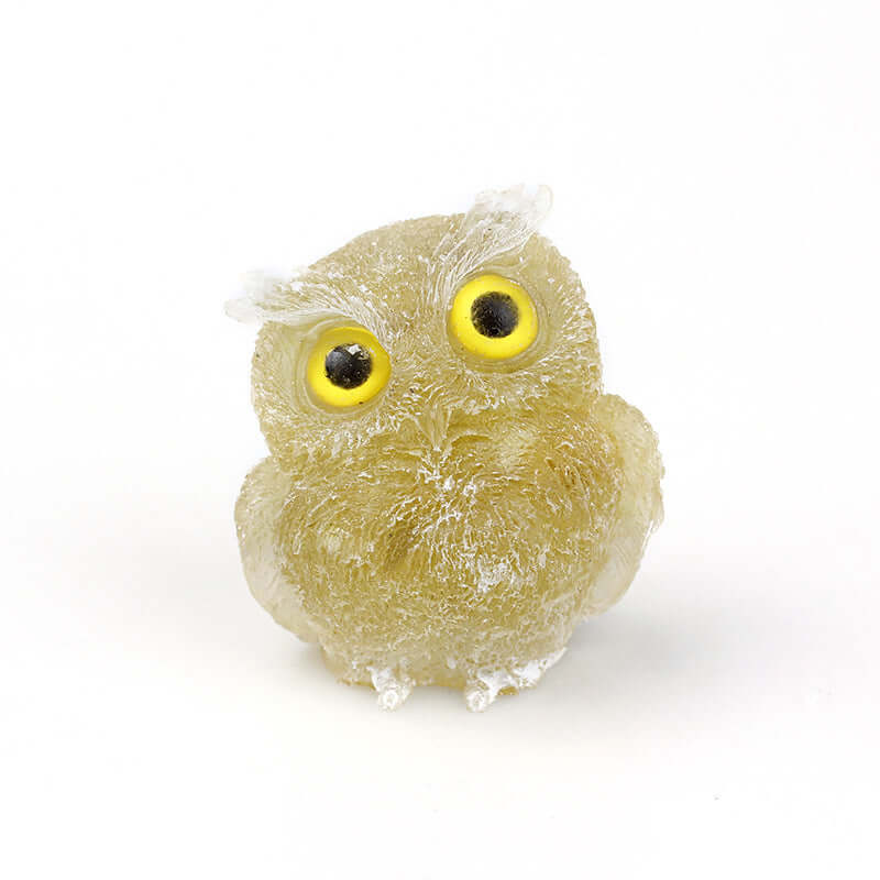 Crystal Stone Owl Ornaments - Handcrafted Table Top Decor for Home & Office | Feng Shui Gift, Zen Meditation Decor, Bookshelf Display | A6565