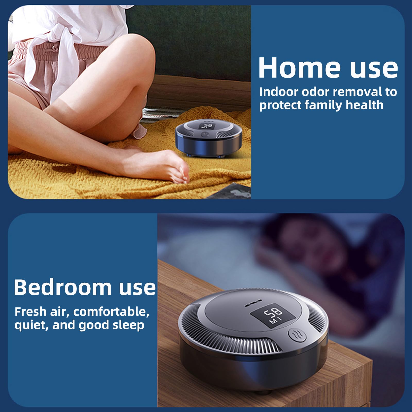 Rechargeable Mini Air Purifier with Ozone Purification - 3 Speed Portable Refrigerator Deodorizer for Car, Bedroom, Shoe Cabinet | White | Eliminates Odors in Small Spaces