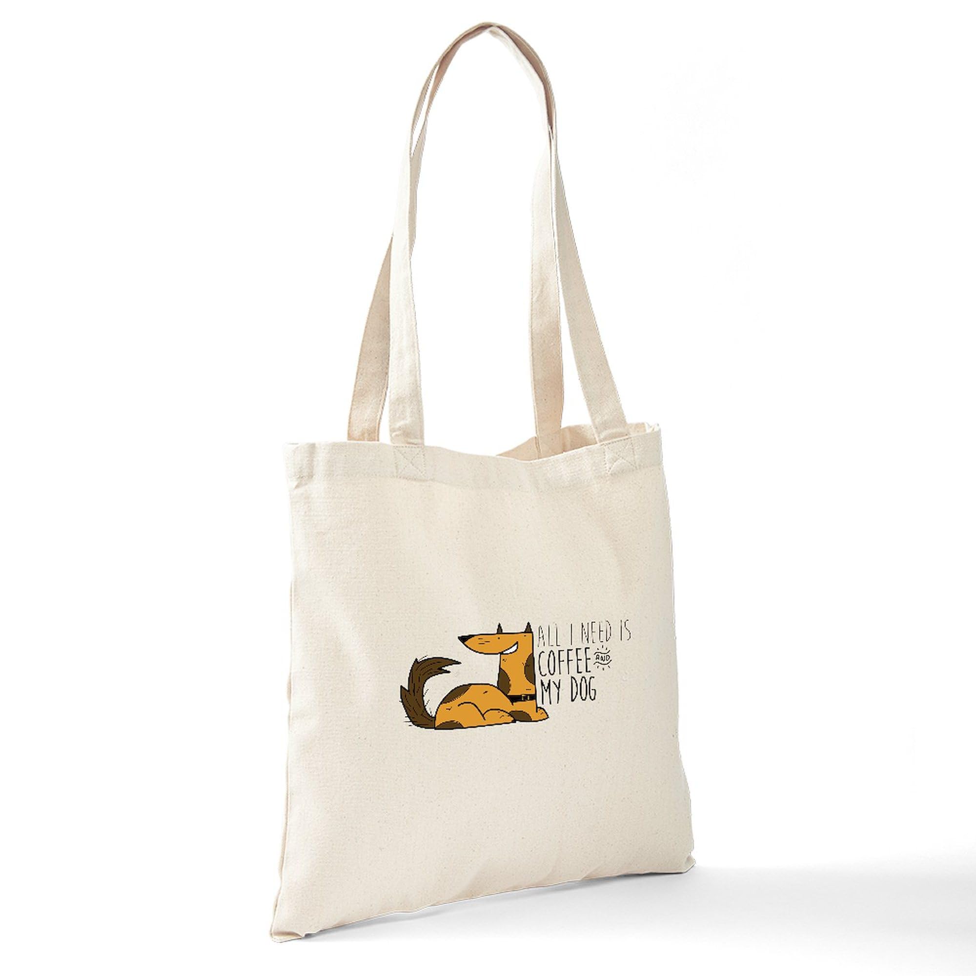 All I Need Is Coffee And My Dog Tote Bag - Natural Canvas Reusable Shopping Bag for Groceries, Beach, Work & Everyday Use
