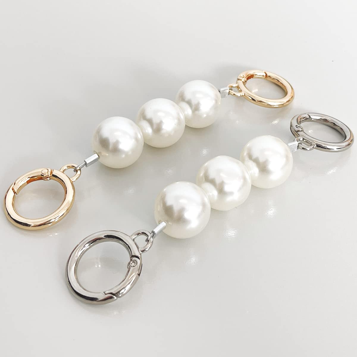 Wrapables Faux Pearl Purse Chain Extender - Adjustable Handbag Strap for Shoulder Bags & Crossbody Bags (Set of 2) | Elegant Bag Accessory for Women, Perfect for Evening Parties, Weddings & Daily Use