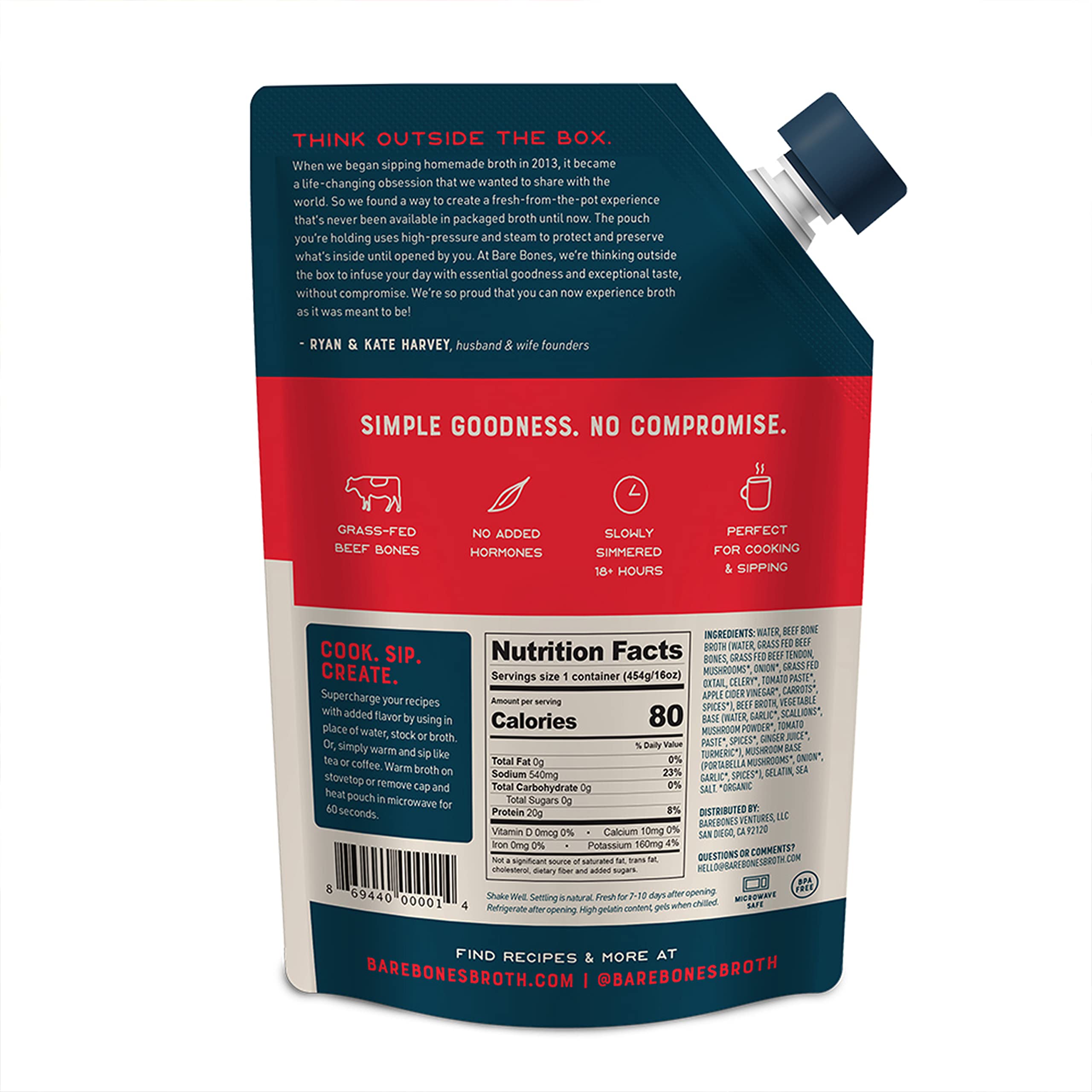 Bare Bones Grass-Fed Beef Bone Broth - 16oz (Pack of 12) | High Protein & Collagen | Keto, Paleo & Whole30 Approved | Perfect for Cooking, Sipping & Meal Prep | Gluten-Free & Nutrient-Rich Stock for Soups, Stews & Wellness Drinks