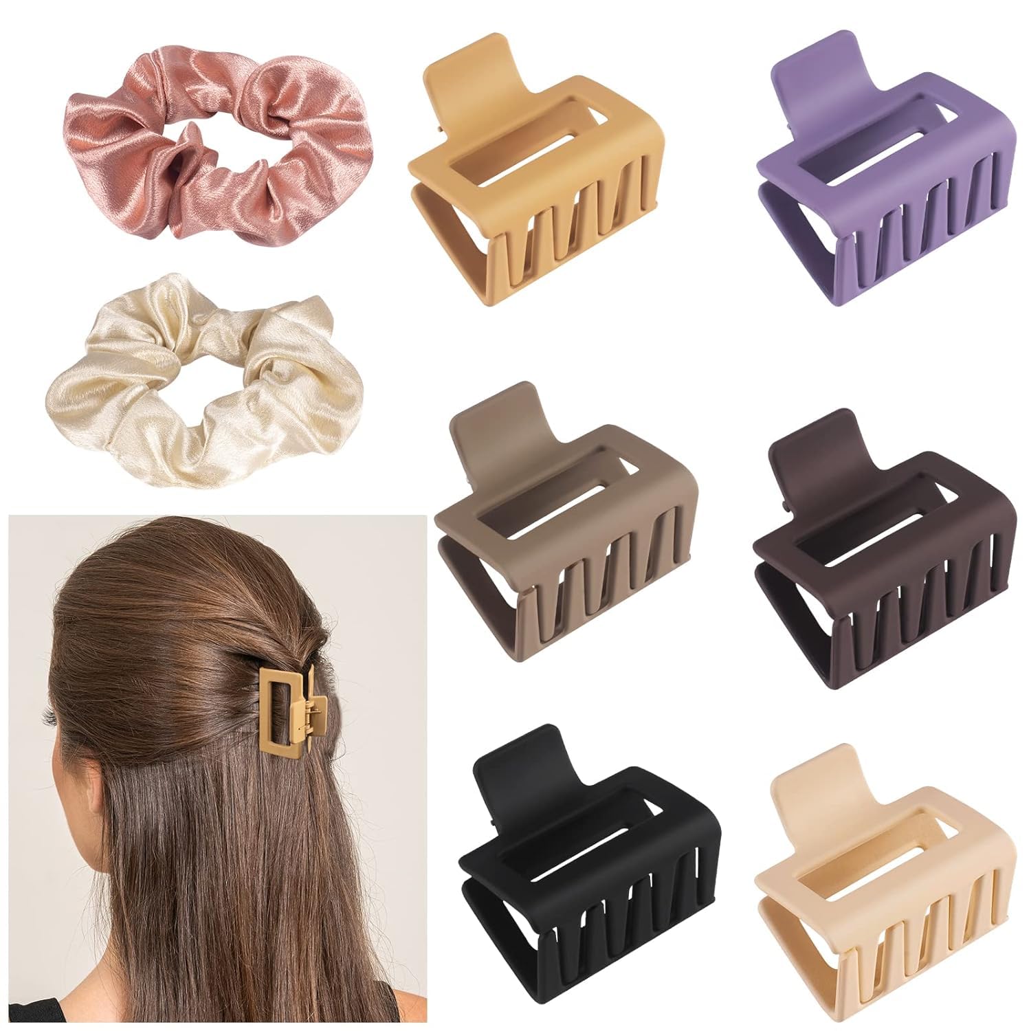 2 Inch Matte Hair Claw Clips 6Pcs - for Women & Girls with Thin to Thick Hair | Perfect for Work & Travel