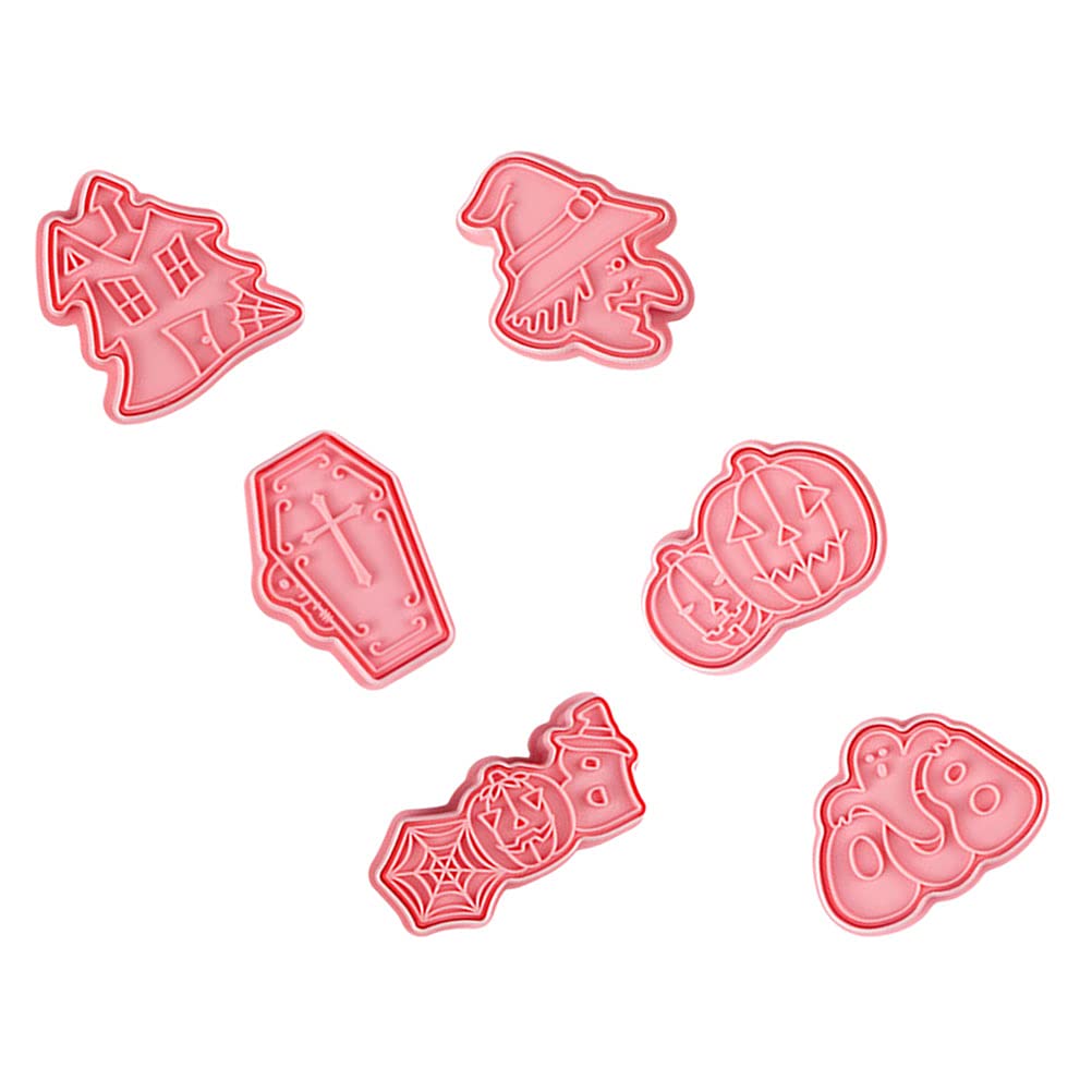6-Piece Halloween Cookie Cutters Set - Pumpkin, Ghost & Bat Shapes - Durable PP Plastic Biscuit Molds for DIY Baking - Perfect for Halloween Party Treats, Classroom Activities & Holiday Baking Gifts
