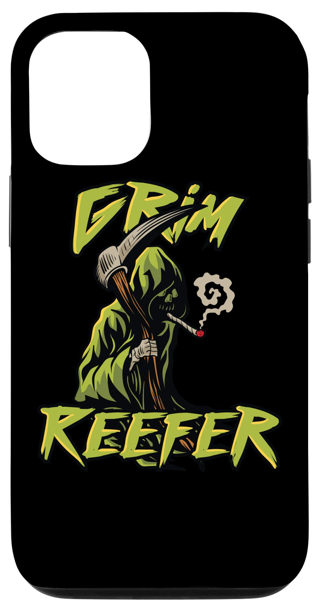 iPhone 12/12 Pro Grim Reaper Smoking Weed Case - Halloween Marijuana THC Themed Protective Cover - Perfect for Stoner Lifestyle & Cannabis Enthusiasts