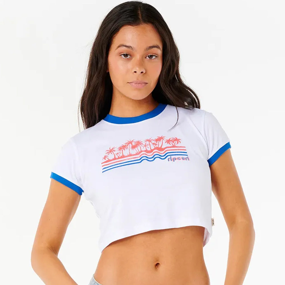 Rip Curl Women's Neon Isles Baby Tee - Soft Vintage Fit Short Sleeve T-Shirt for Surfing, Beach & Casual Wear