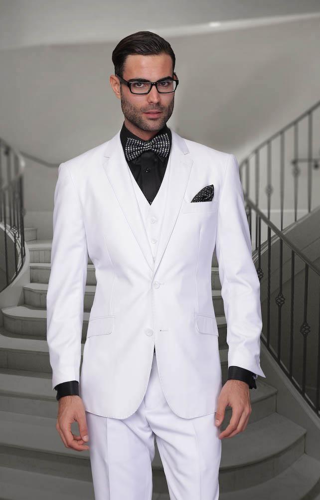 Men's 3 Piece Tailored Fit Wool Suit - Premium Business Attire for Weddings, Interviews & Formal Occasions | Statement White Collection