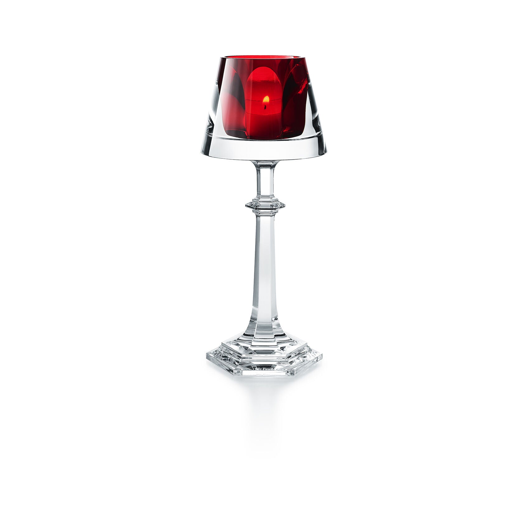 Baccarat Red Harcourt My Fire Candlestick - Elegant Crystal Candle Holder for Dining Table, Wedding Centerpiece & Home Decor