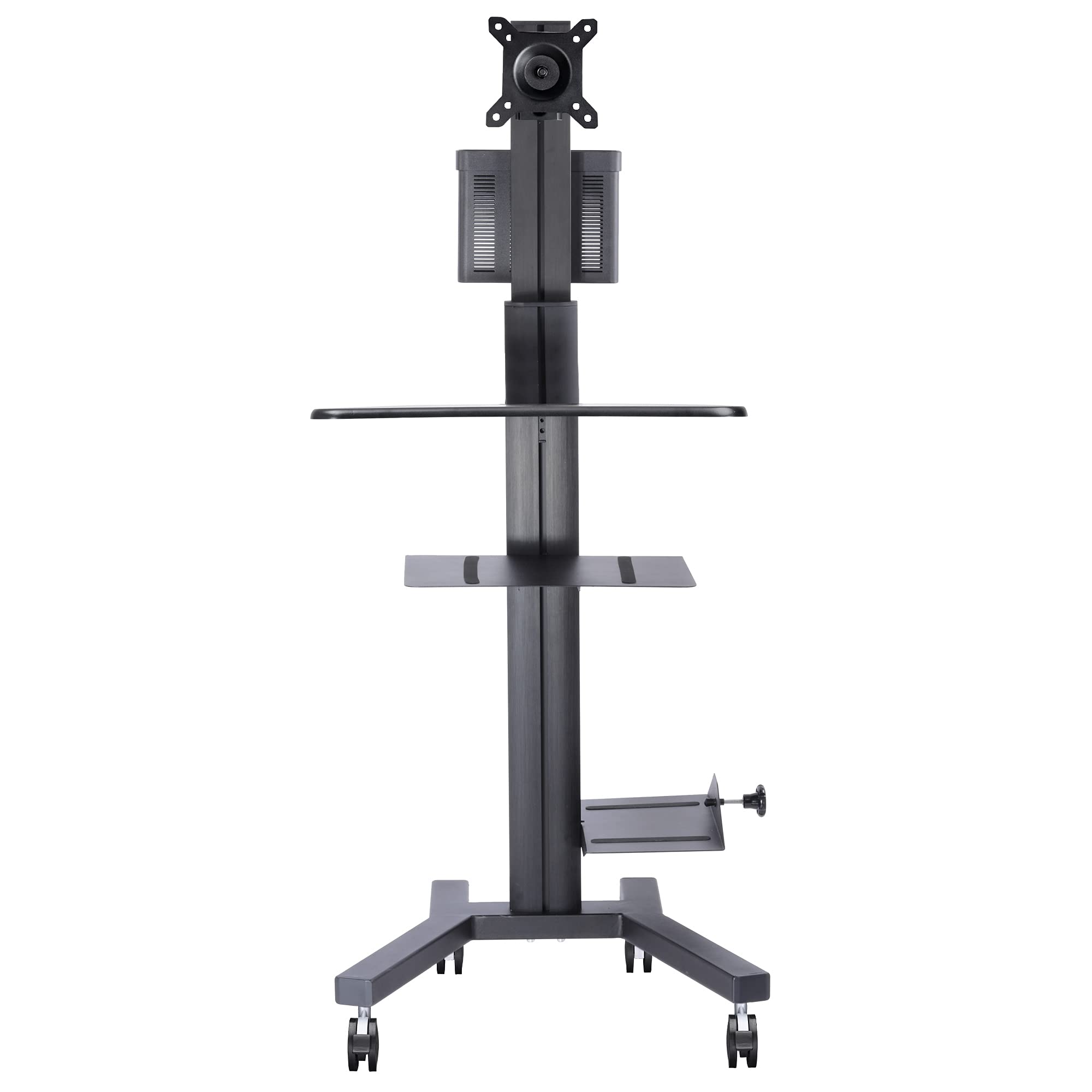Adjustable Rolling Workstation Computer Stand with Wheels - Mobile Laptop & Monitor Cart for Office, Home, and Classroom Use