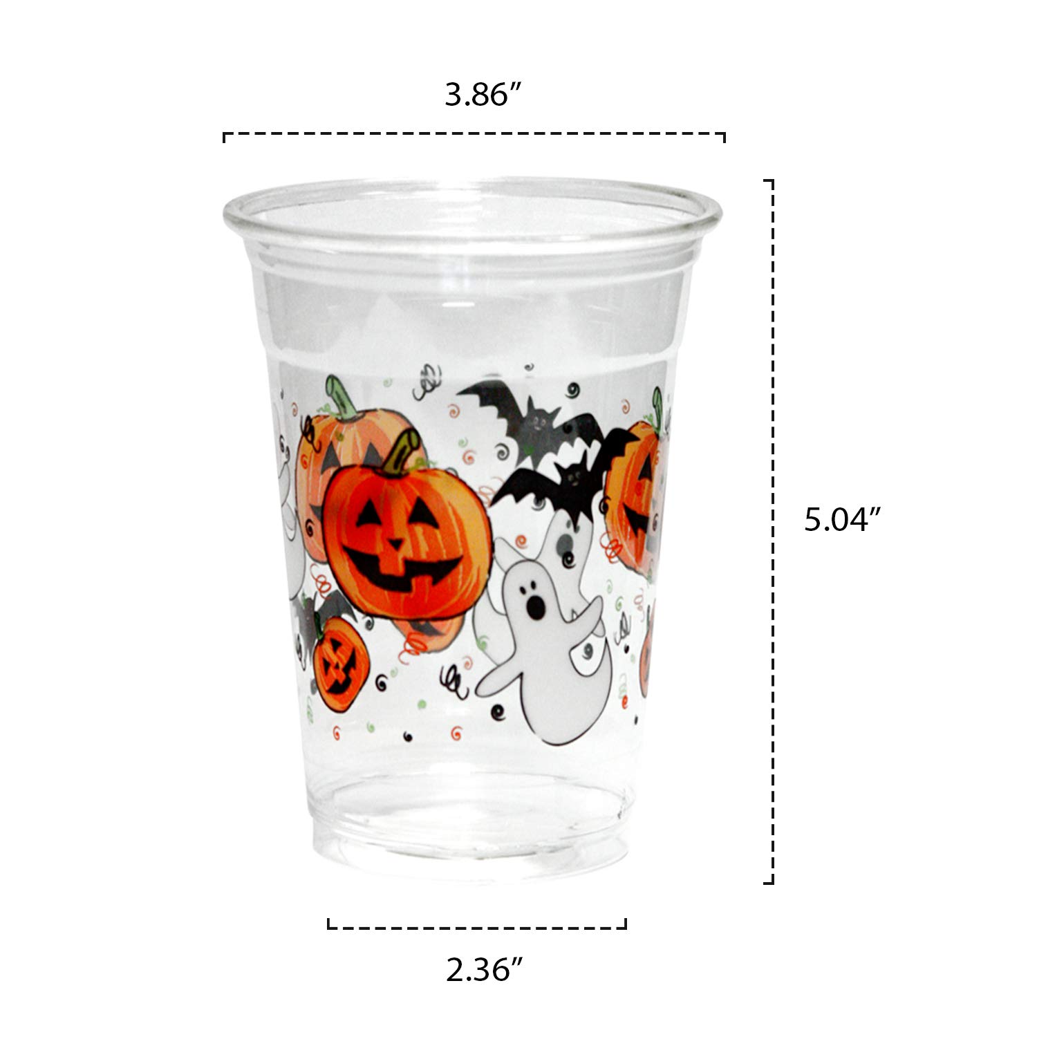 16oz Halloween Printed Soft Plastic Cups - 500 Count Bulk Party Supplies for Halloween, Christmas, Birthdays & Events | Disposable Drinkware for Parties, BBQs & Gatherings