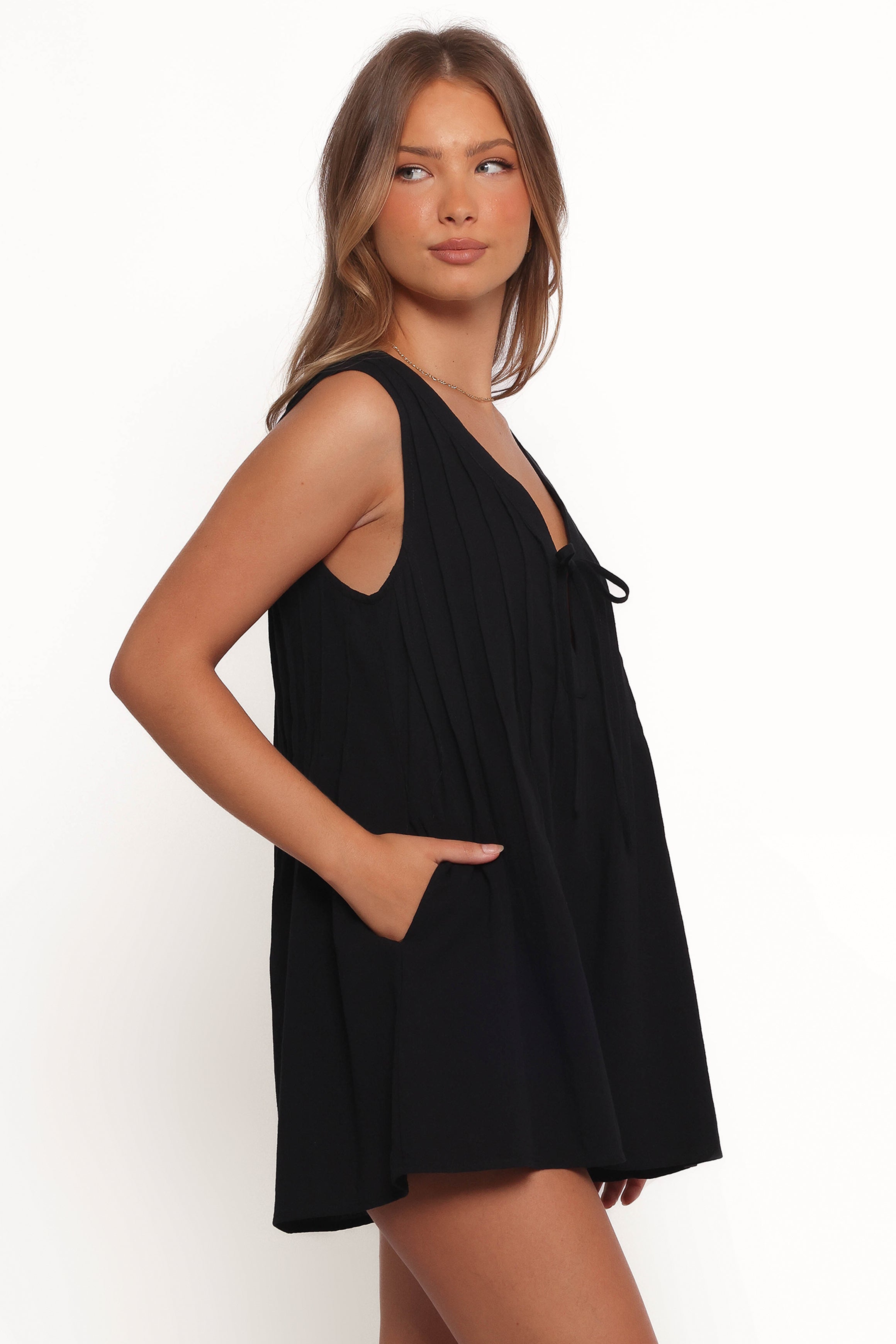 Kallie Tie Front Romper for Women - Stylish Black Jumpsuit | Perfect for Summer Outfits, Beach Vacations & Casual Wear