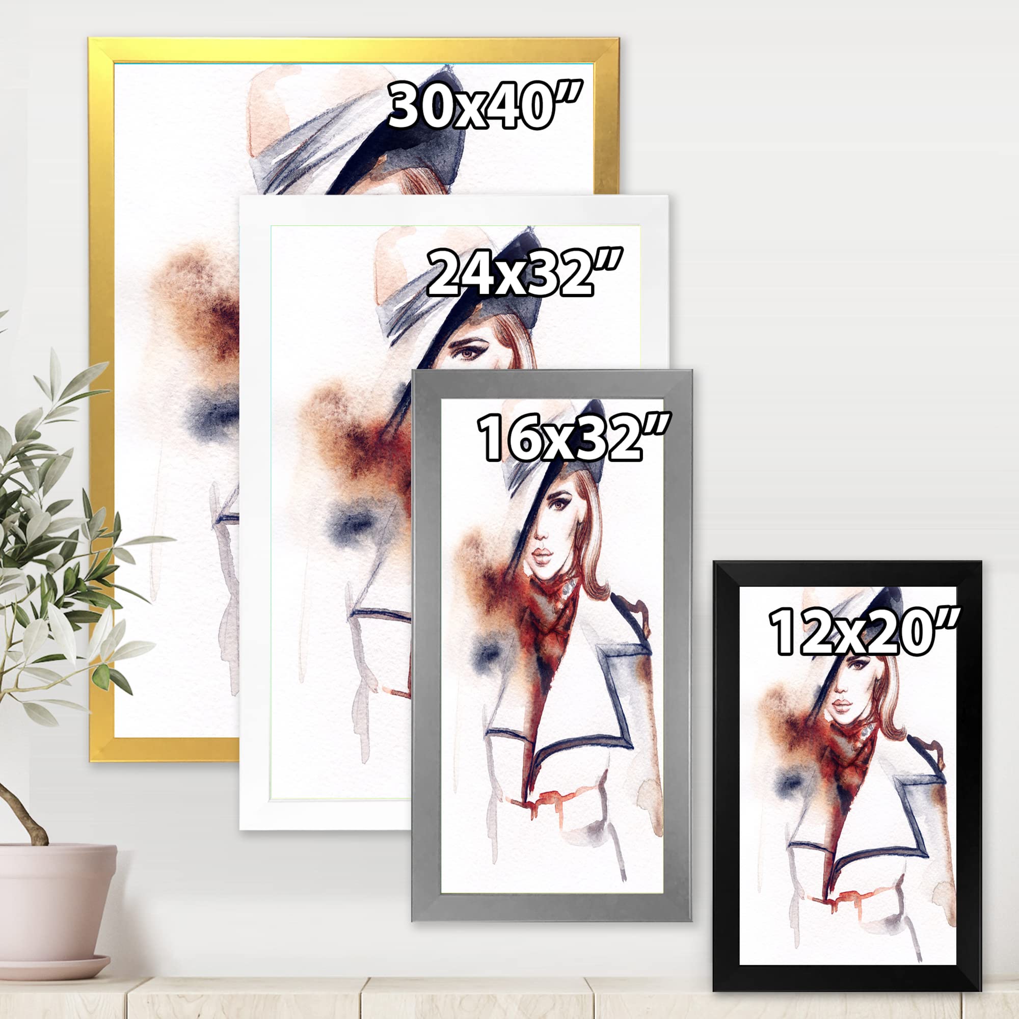 DesignQ Fashion Portrait of Woman - Modern Framed Wall Art Decor for Living Room, Bedroom & Office | Elegant Home Decor Gift Idea