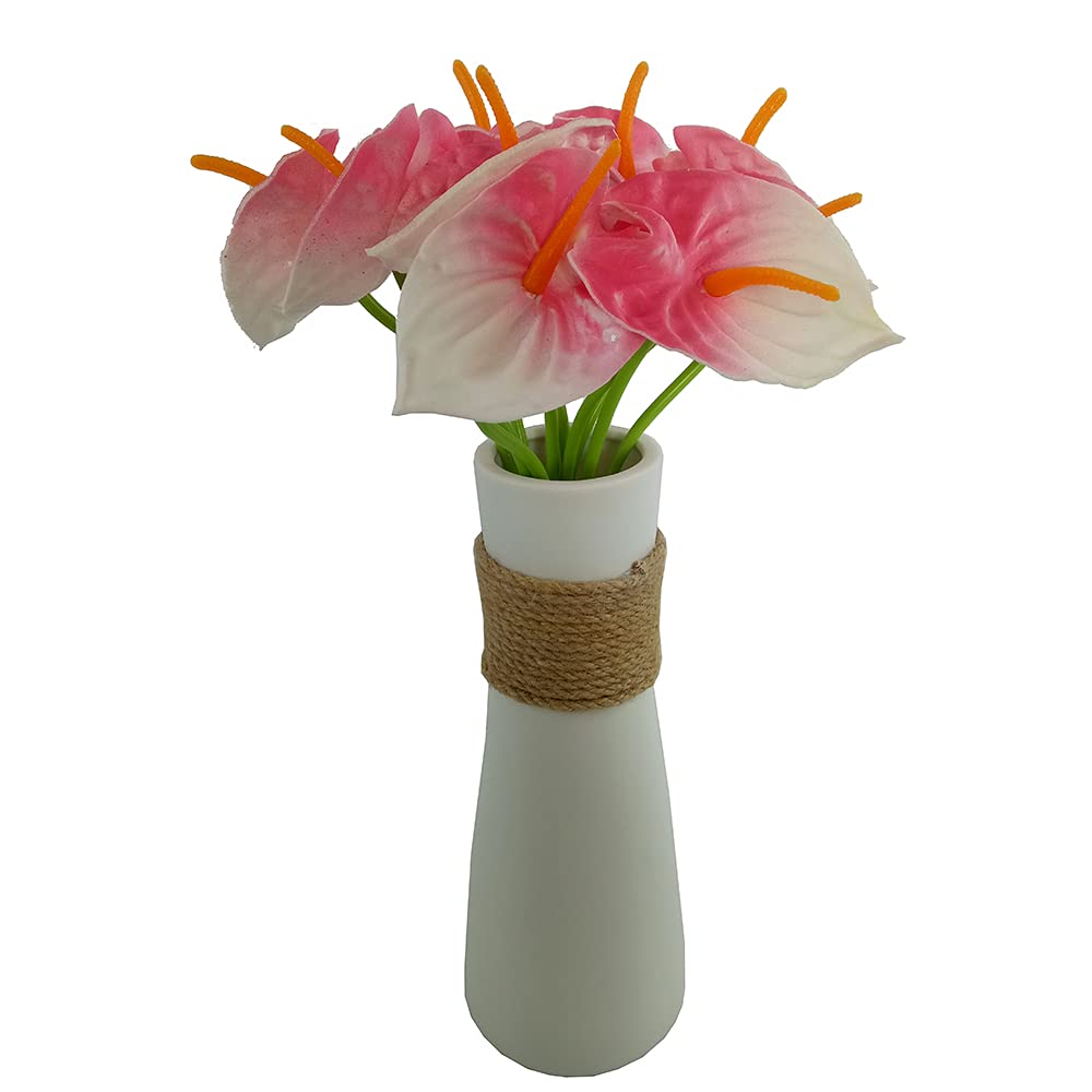 10Pcs Pink Artificial Anthurium Fake Flowers - Lifelike Home Decor for Indoor Living Room, Dining Room, Wedding & Bridal Bouquet - Perfect for Centerpieces, Table Arrangements & Party Decorations