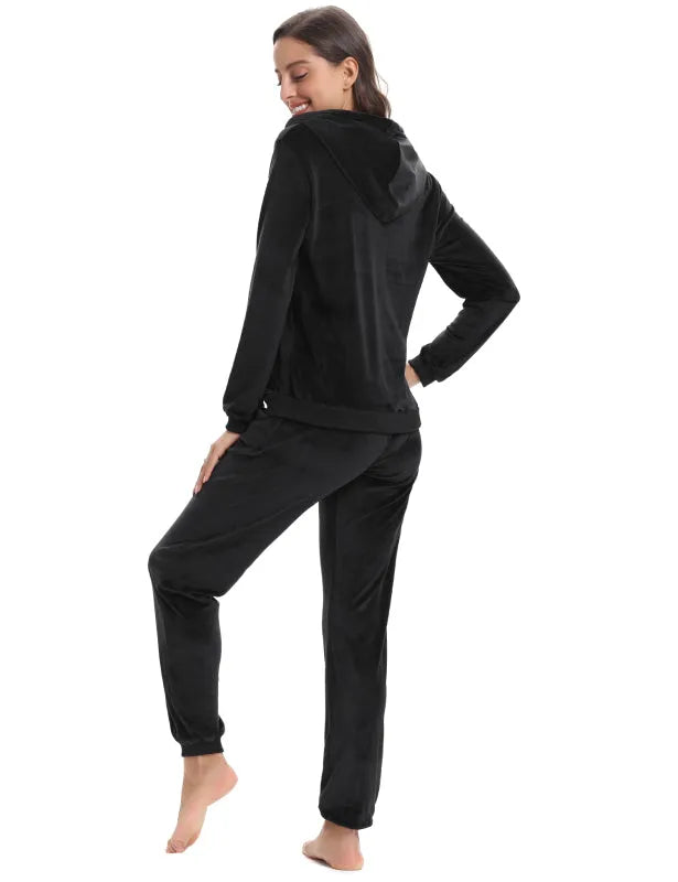 Women's Soft Velvet Jogger Set - Cozy Casual Two Piece Lounge Outfit for Home, Travel & Relaxation