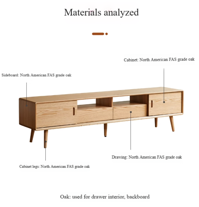 Modern Oak Solid Wood Sliding Door TV Stand Cabinet - Rustic Farmhouse Entertainment Center for Living Room, Bedroom & Home Theater
