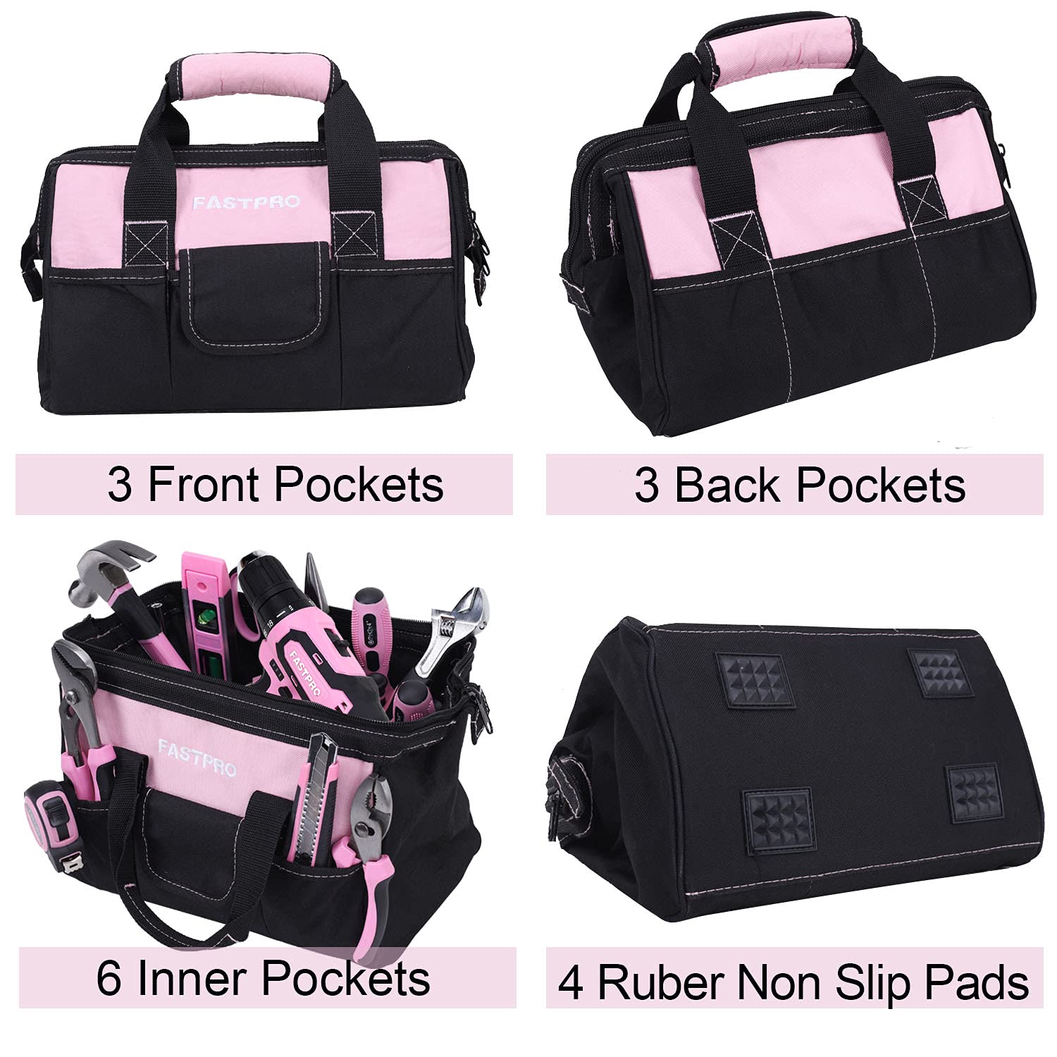 FASTPRO 220-Piece Pink Home Repair Tool Kit for Women - Includes 12V Cordless Lithium-Ion Drill Driver - Perfect for DIY Projects, Home Maintenance & Small Repairs