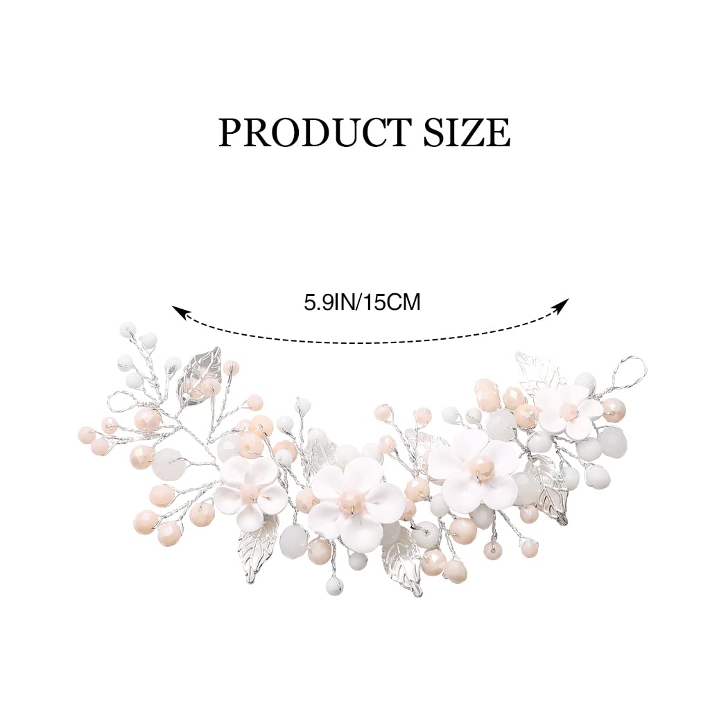 Gorais Silver Opal Beaded Bridal Hair Vine - Elegant Wedding Hairpiece for Women & Girls | Perfect for Brides, Bridesmaids, and Flower Girls