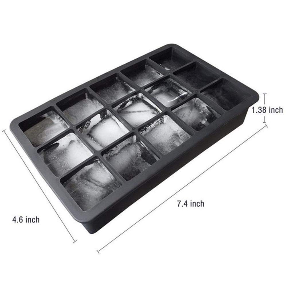 15-Cavity Silicone Ice Cube Tray - DIY Ice Maker Mold for Cocktails, Whiskey, Candy, Cake & Pudding - Perfect for Home Bars, Parties & Baking