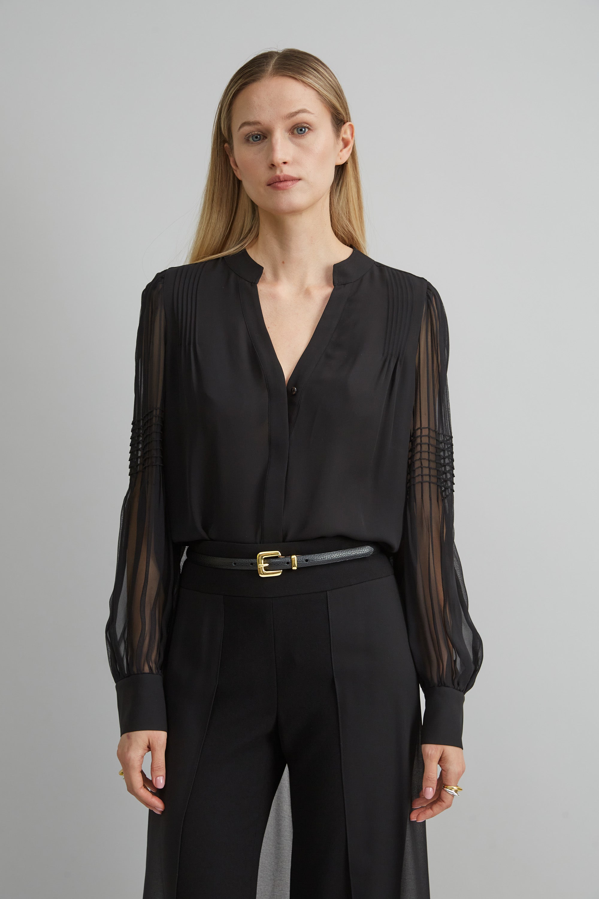 Elegant Chiffon Button Down Shirt for Women - Flowy Blouse with Long Sleeves - Perfect for Office, Date Night & Spring Outfits