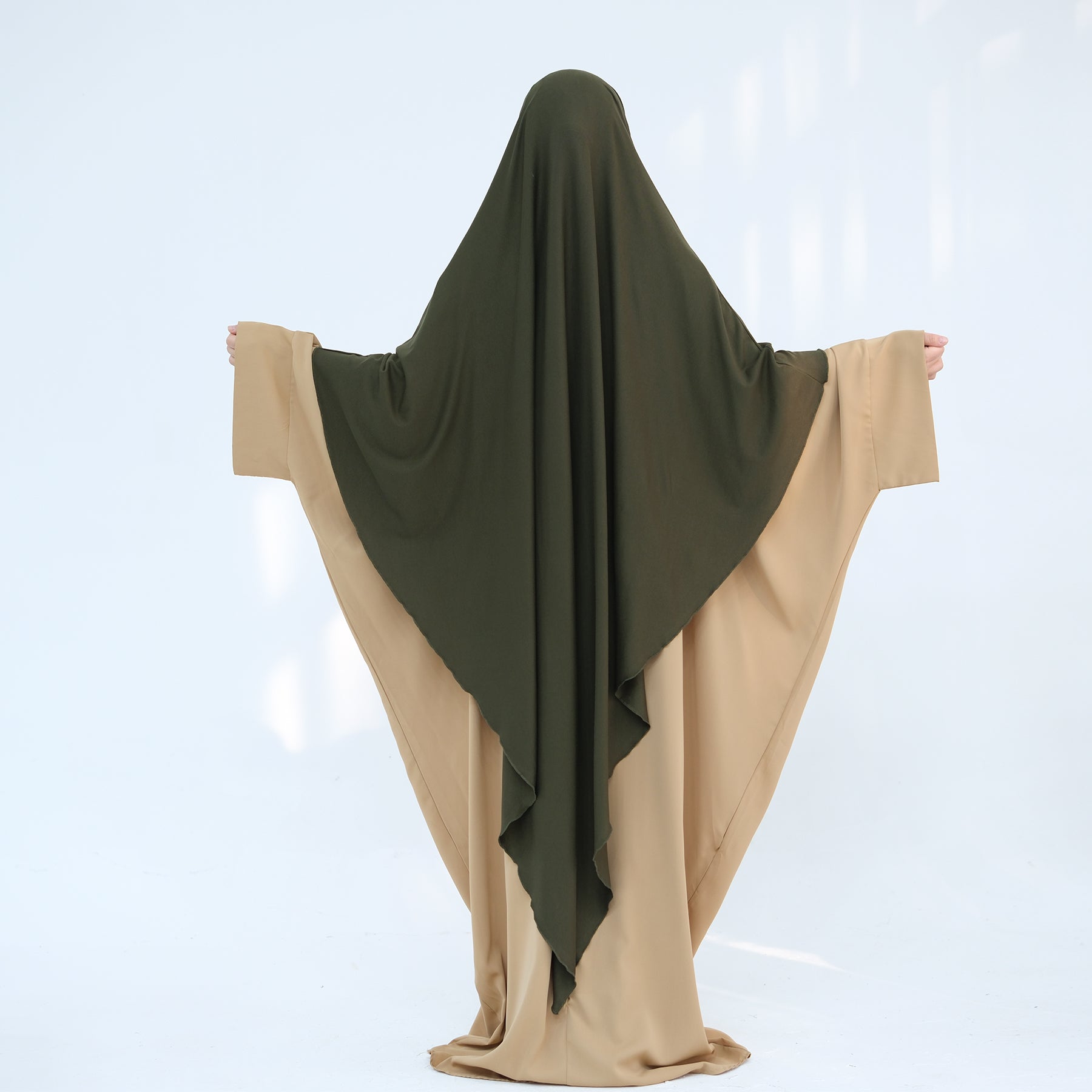 Modal Maxi Khimar Scarf - Soft Olive Green Muslim Prayer Shawl for Women | Perfect for Prayer, Hijab, and Modest Fashion