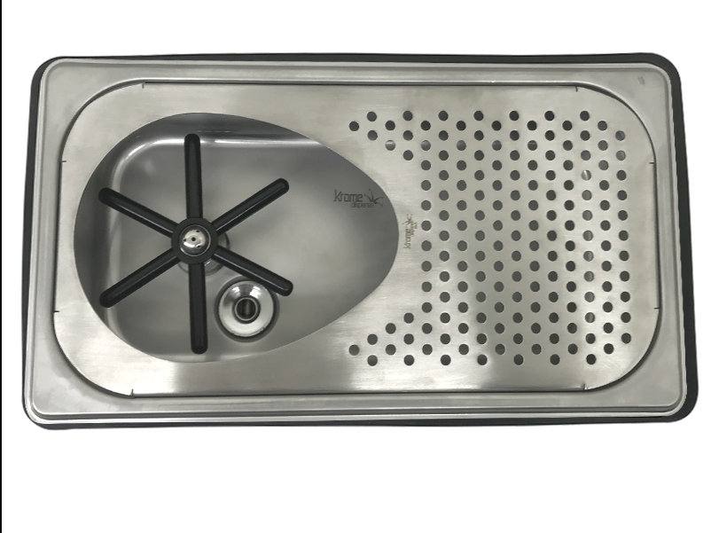 Krome Milk Rinser Side Spray Tray with Large Drain & Strainer - Perfect for Commercial Kitchens, Dairy Farms & Food Processing Plants