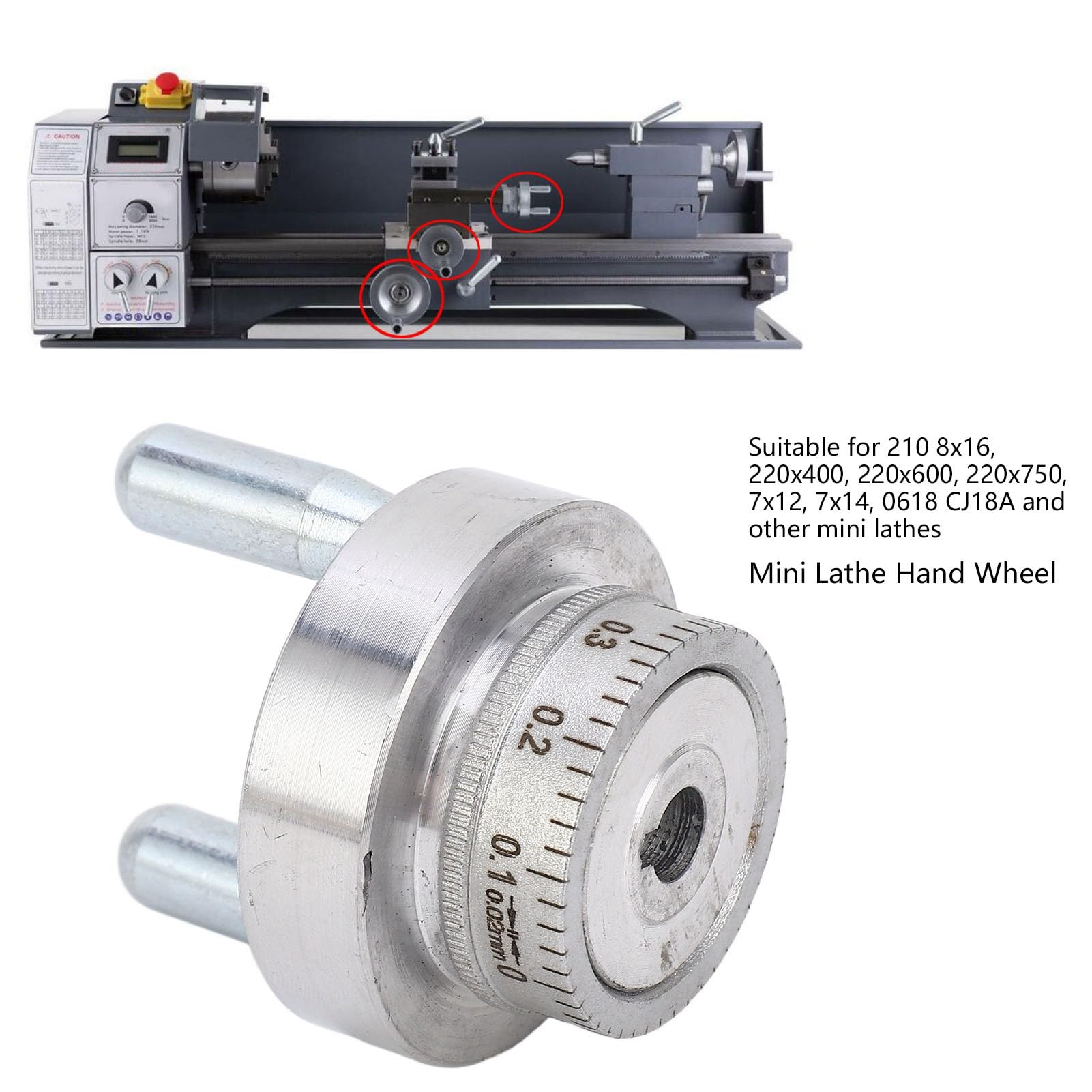 50mm/1.97inch Aluminum Alloy Hand Wheel with Revolving Handle - Durable Mini Lathe Accessory for Grinder & Milling Machine | Perfect for Metalworking, Woodworking & DIY Projects