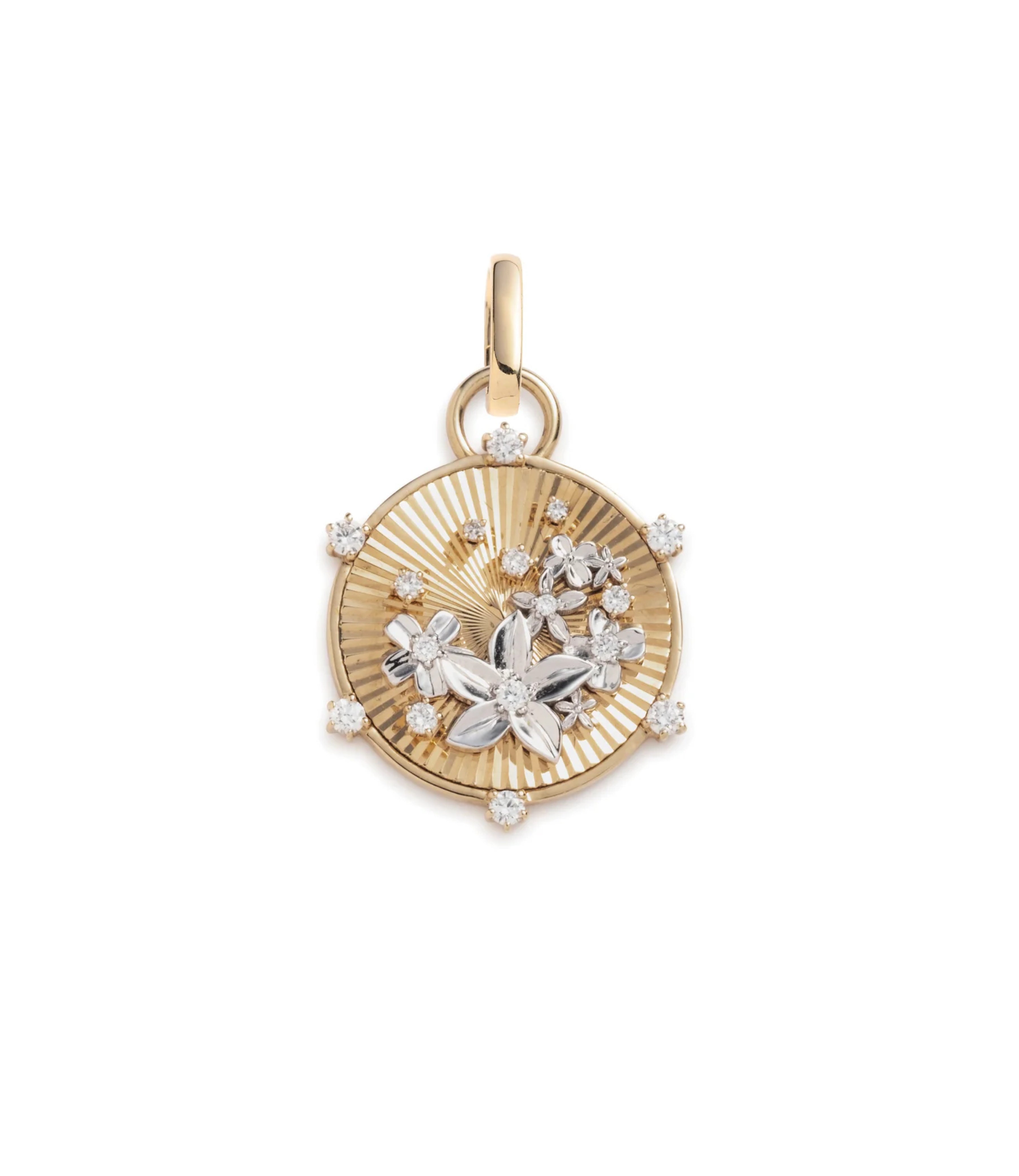 Blossoms Baby Medallion Necklace - 14K Gold & Diamond Pendant with Adjustable Chain - Perfect for Christening, Baptism & Baby Shower Gifts
