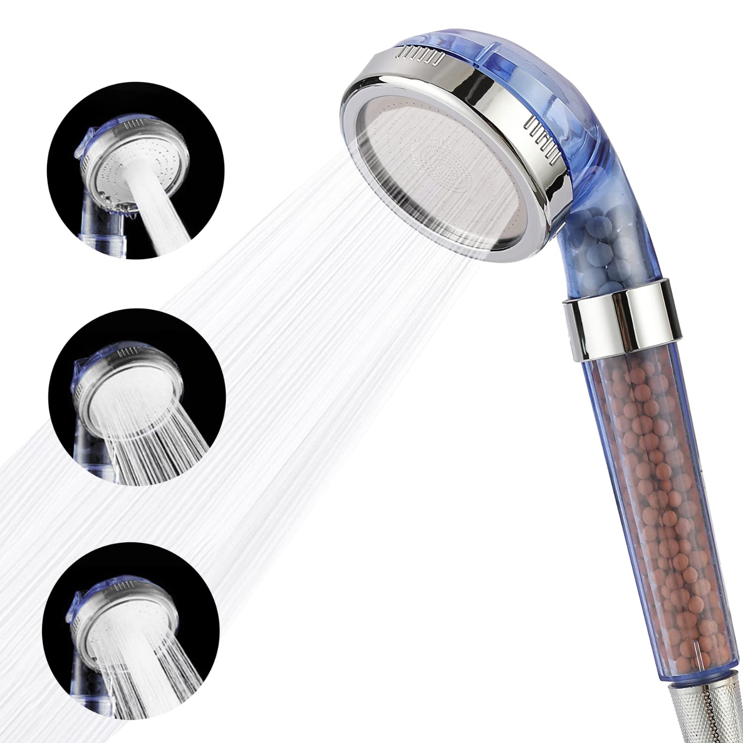 Hard Water Shower Filter Head - High Pressure Shower Head with Water Softener & Removable Filter for Dry Skin & Hair Care - Perfect for Bathroom, Spa & Home Use