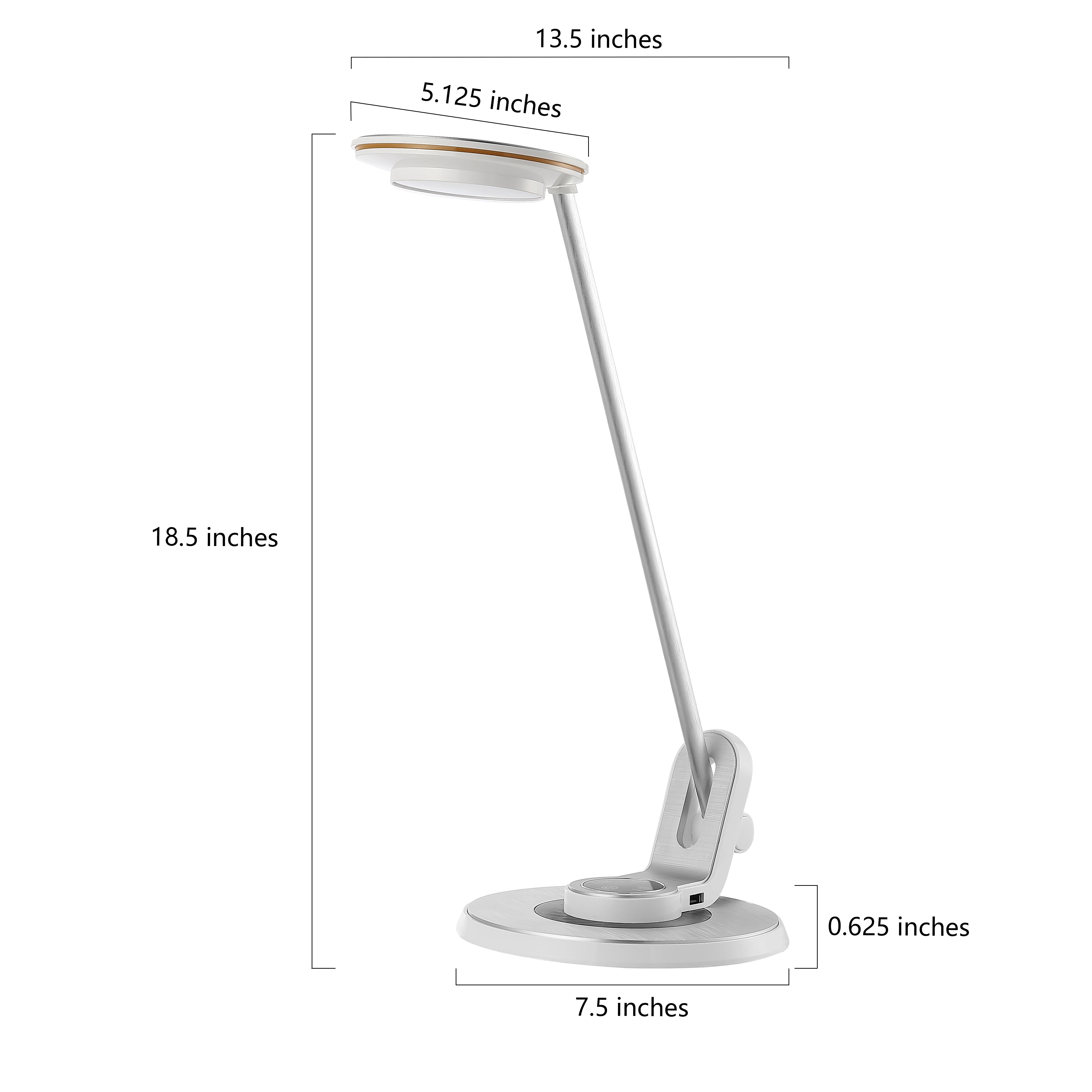Dixon 18.5 Inch Modern Aluminum Adjustable LED Desk Lamp with USB Charging Port - Dimmable Task Lighting for Home Office, Study & Reading