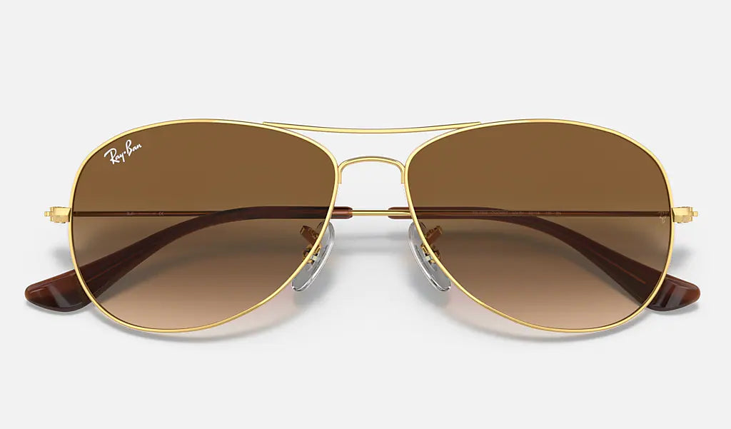 Ray Ban COCKPIT RB3362 001 51 56mm Gold/Brown Gradient Aviator Sunglasses - UV Protection, Polarized Lenses for Driving, Outdoor Activities & Fashion