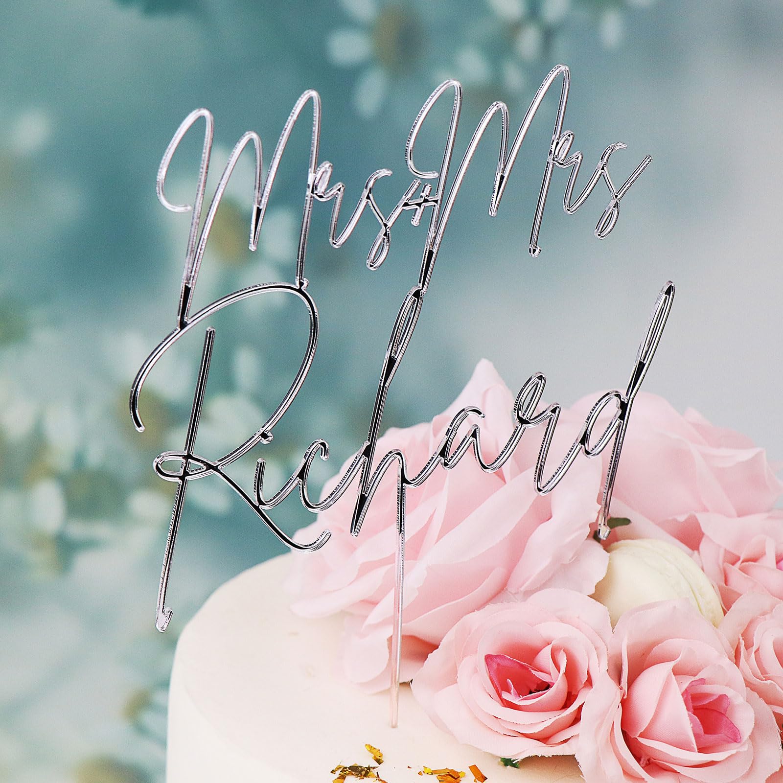 Custom Acrylic Wedding Cake Topper - Personalized Bride & Groom with 12 Color Options | Perfect for Anniversaries, Weddings & Special Celebrations