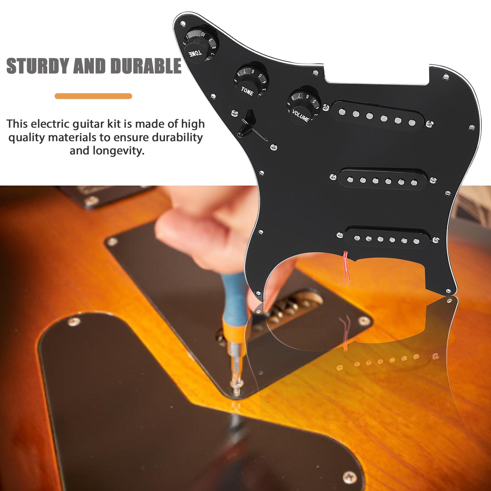 Electric Guitar Hardware Kit - 1 Set DIY Repair Parts for ST Style Guitars | Includes Pickguard, Back Cover & Bridge System | Perfect for Guitar Maintenance, Upgrades & Custom Builds
