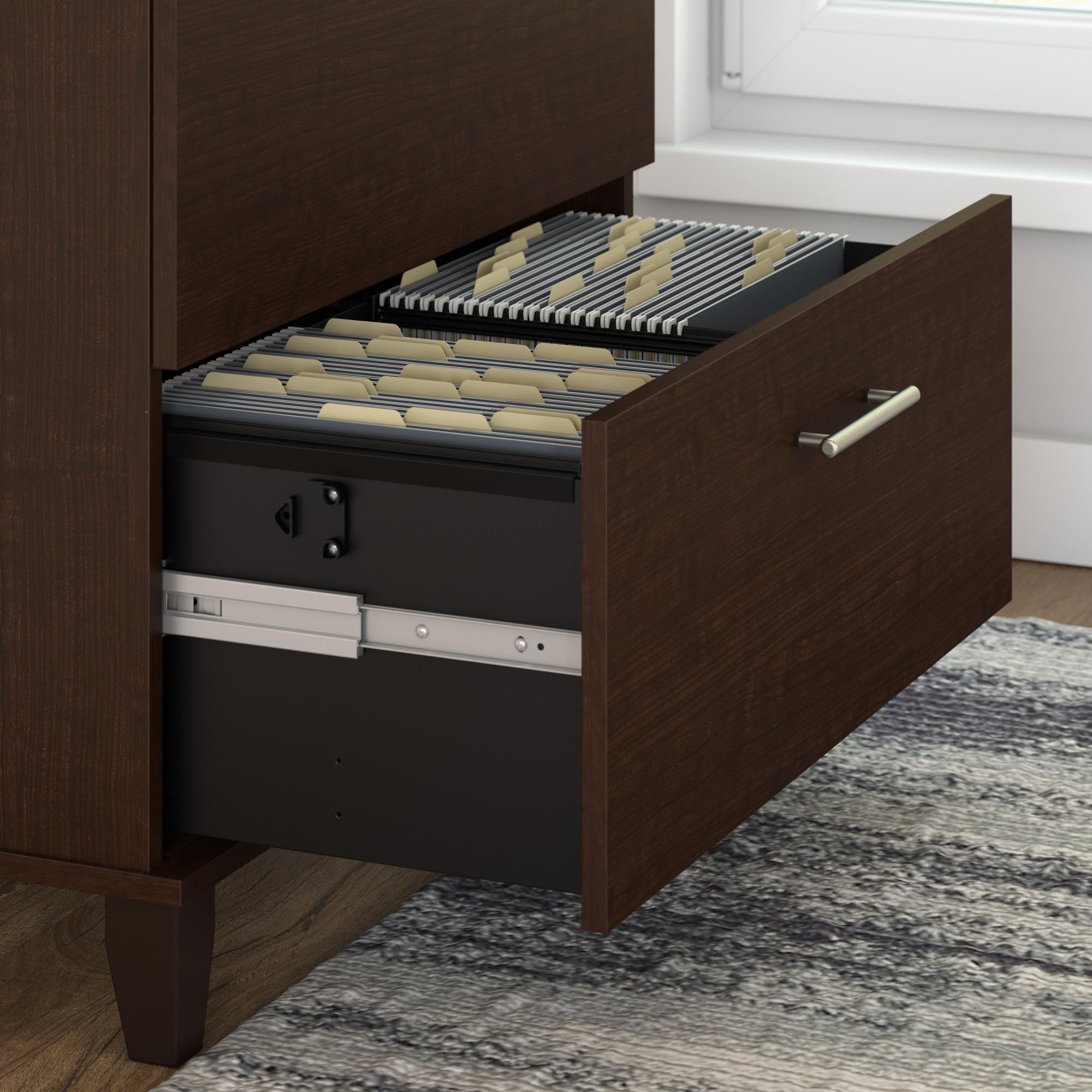 Bush Furniture Somerset 72W L-Shaped Desk with Hutch, Lateral File Cabinet & Bookcase - Home Office Workstation for Small Spaces, Gaming & Remote Work Setup