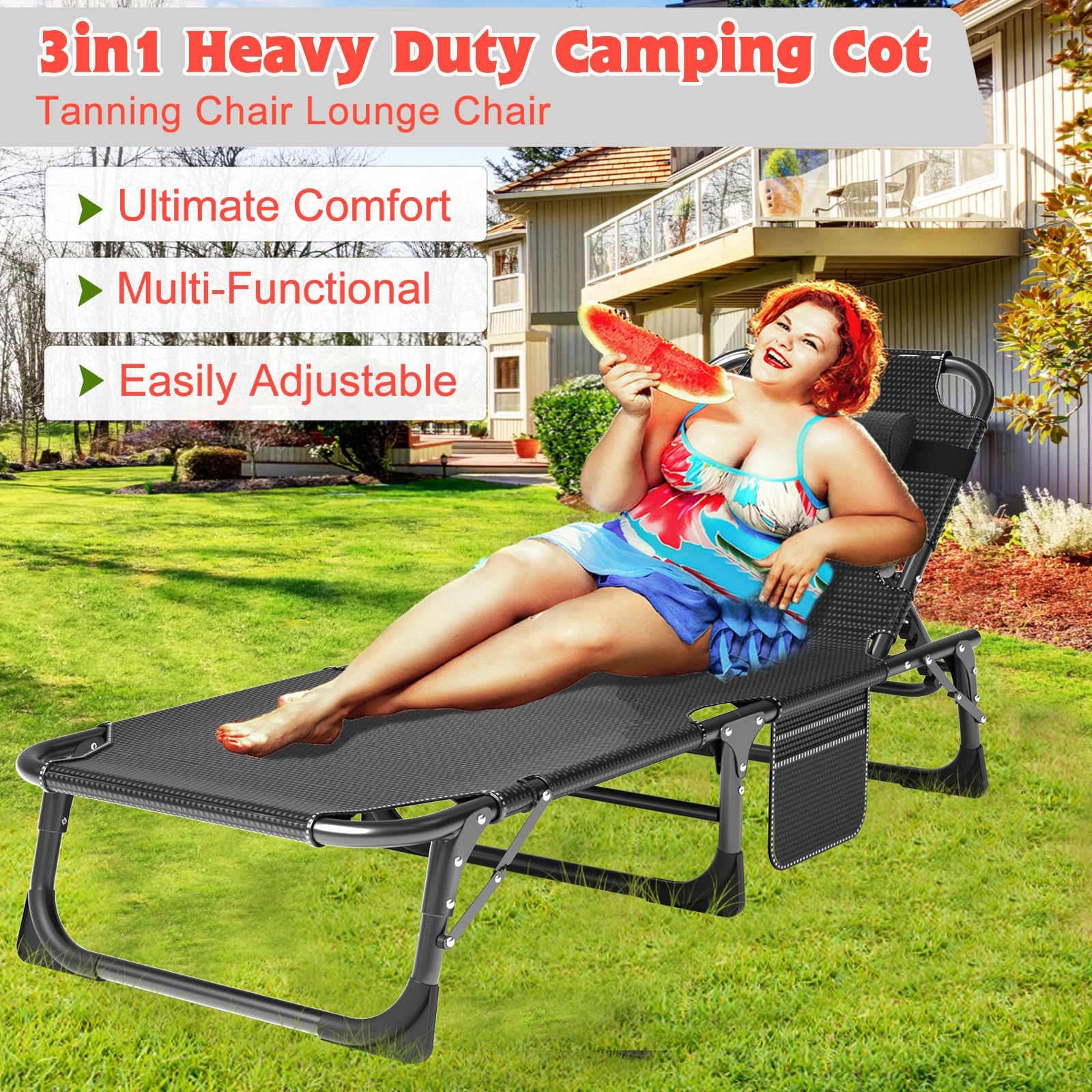 ABORON Heavy Duty 1200D Foldable Camping Cot for Adults - 500lb Capacity Double Layer Sleeping Cot with Mattress & Carrying Bag - Perfect for Camping, Guest Bed, Outdoor Adventures & Emergency Use