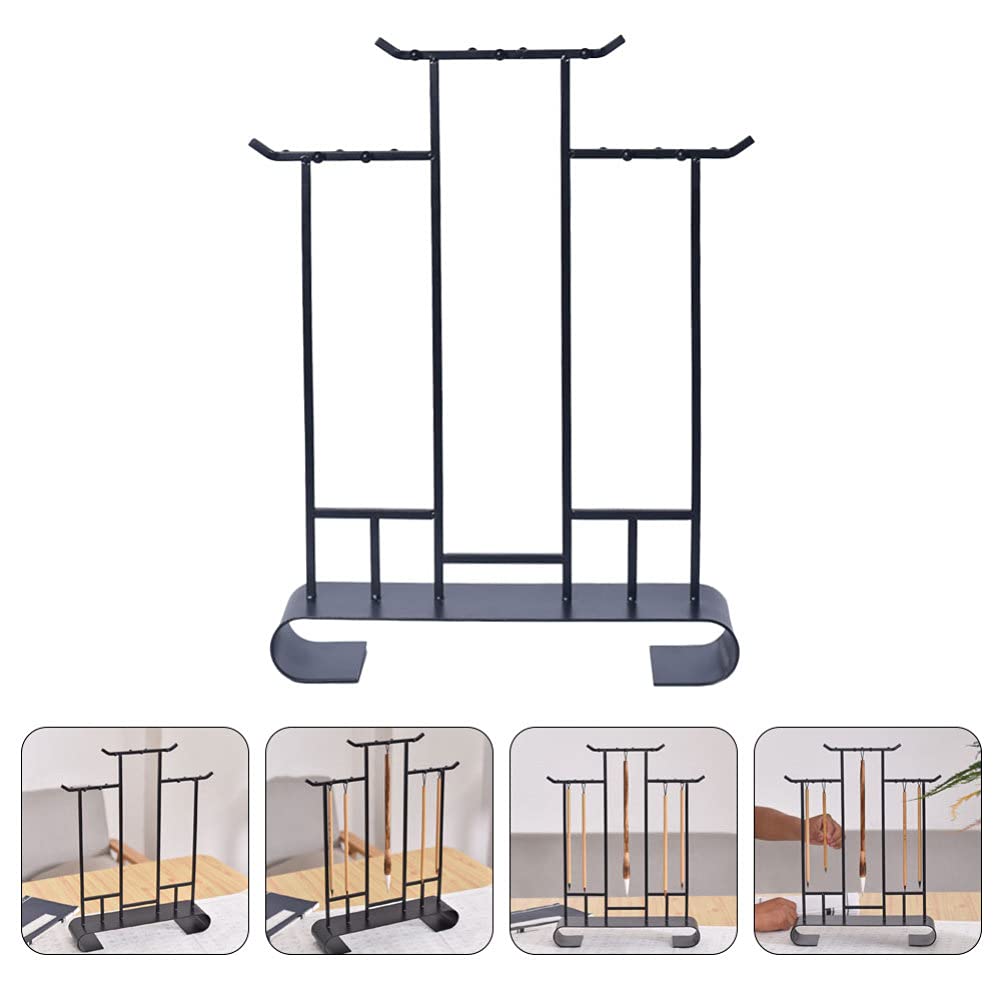 NUOBESTY 1pc Iron Calligraphy Brush Holder - Pen Rack for Ink Brushes, Sumi Brushes & Paint Brushes - Chinese Brush Organizer for Desk - Perfect for Students, Artists & Calligraphy Practice