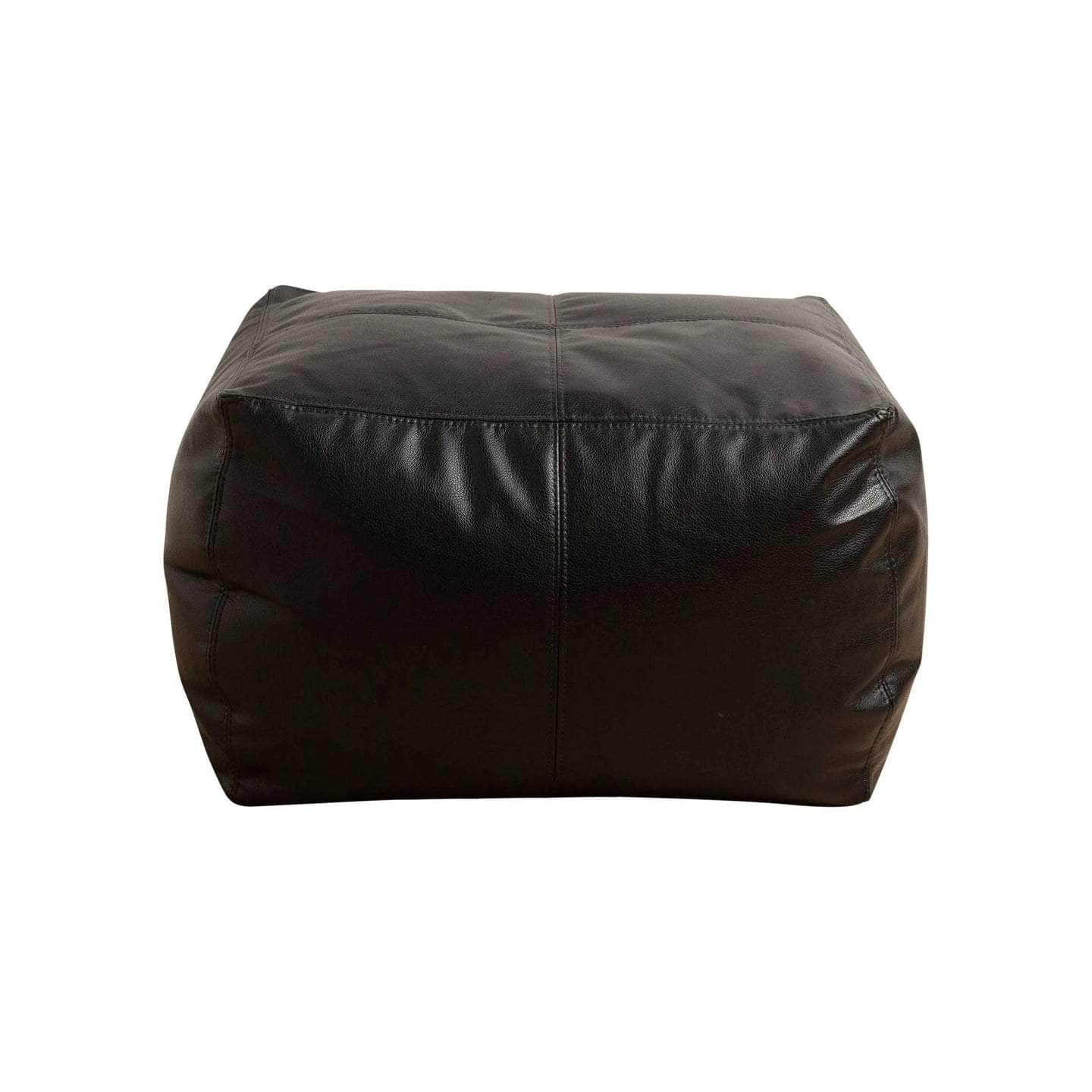 Vegan Leather Bean Bag Ottoman Foot Rest - Black | Comfortable & Stylish Footstool for Living Room, Bedroom, or Office