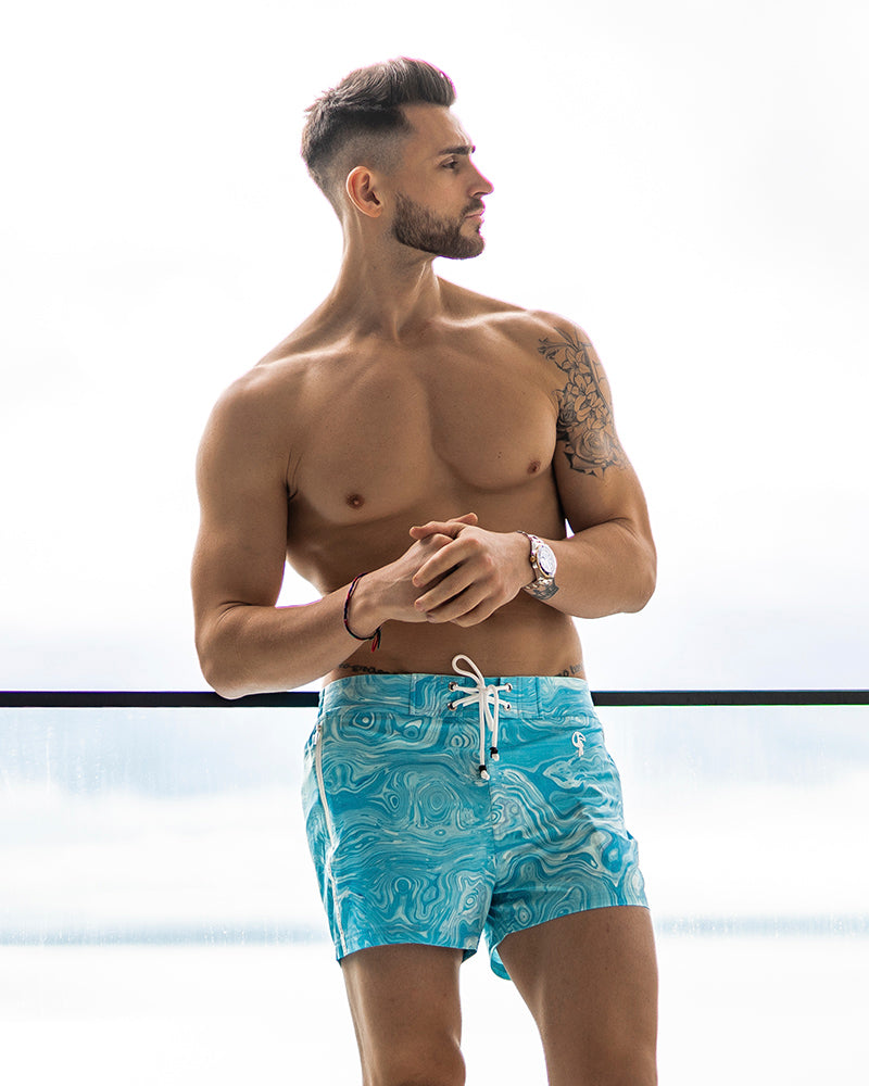 Stylish Cookies & Cream Swirl Swim Trunks for Men - Quick Dry Beach Shorts for Swimming, Vacation & Summer Outdoor Activities