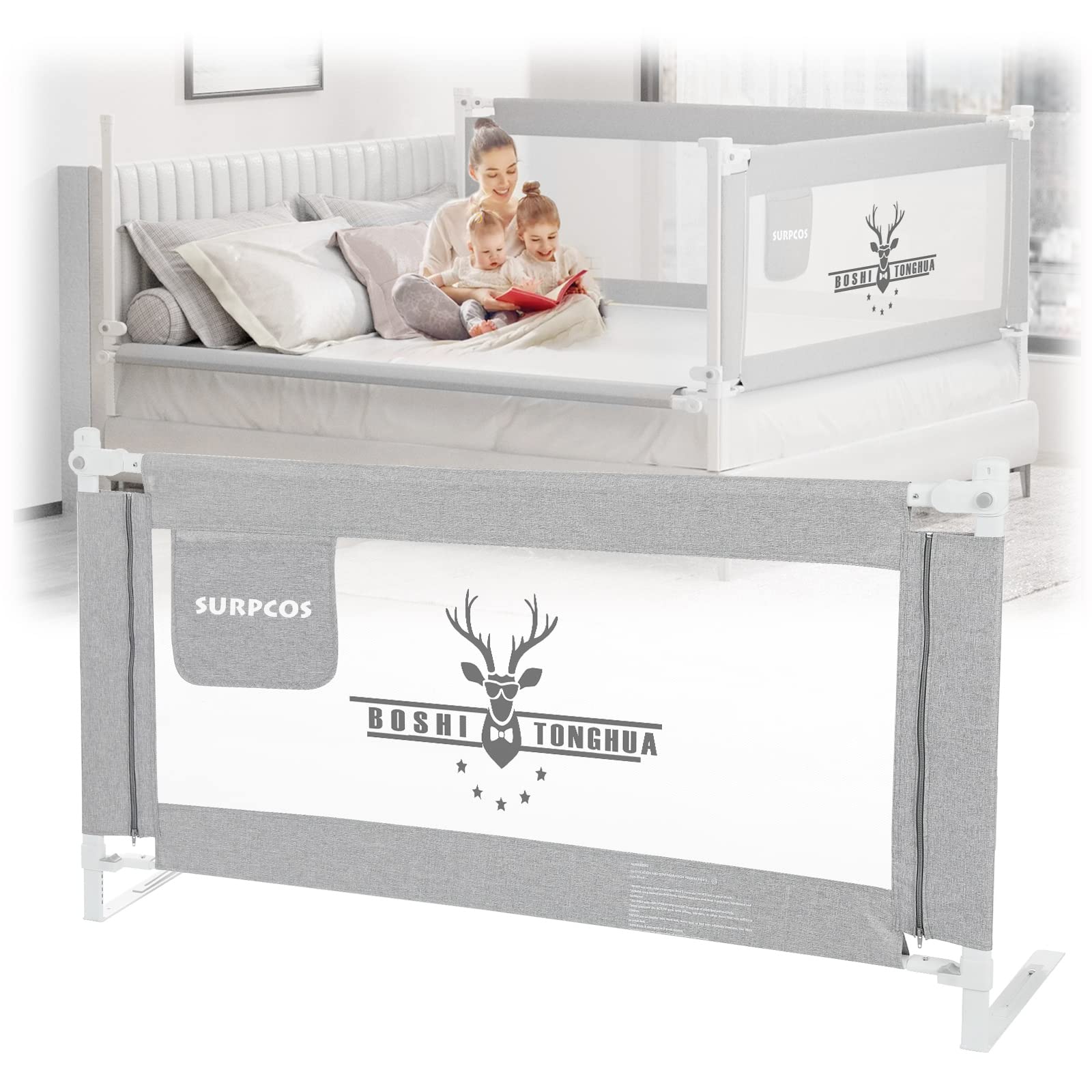 Upgraded Toddler Bed Rails - Extra Long Safety Guardrail for Twin to King Mattresses (70.8x26in) - Perfect for Kids' Room Safety