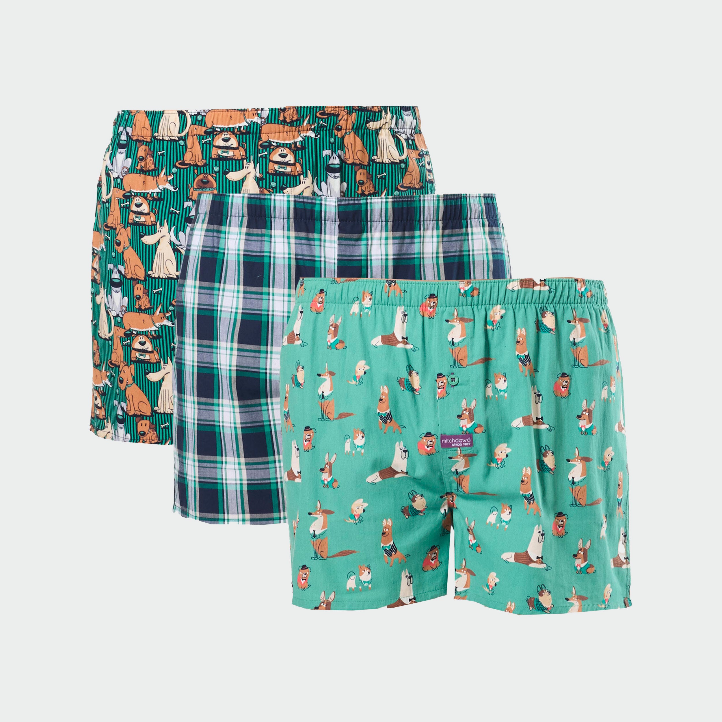 Men's Cotton Boxer Shorts 3-Pack - Soft & Breathable Underwear for Comfort - Green | Perfect for Sleep, Lounge & Everyday Wear