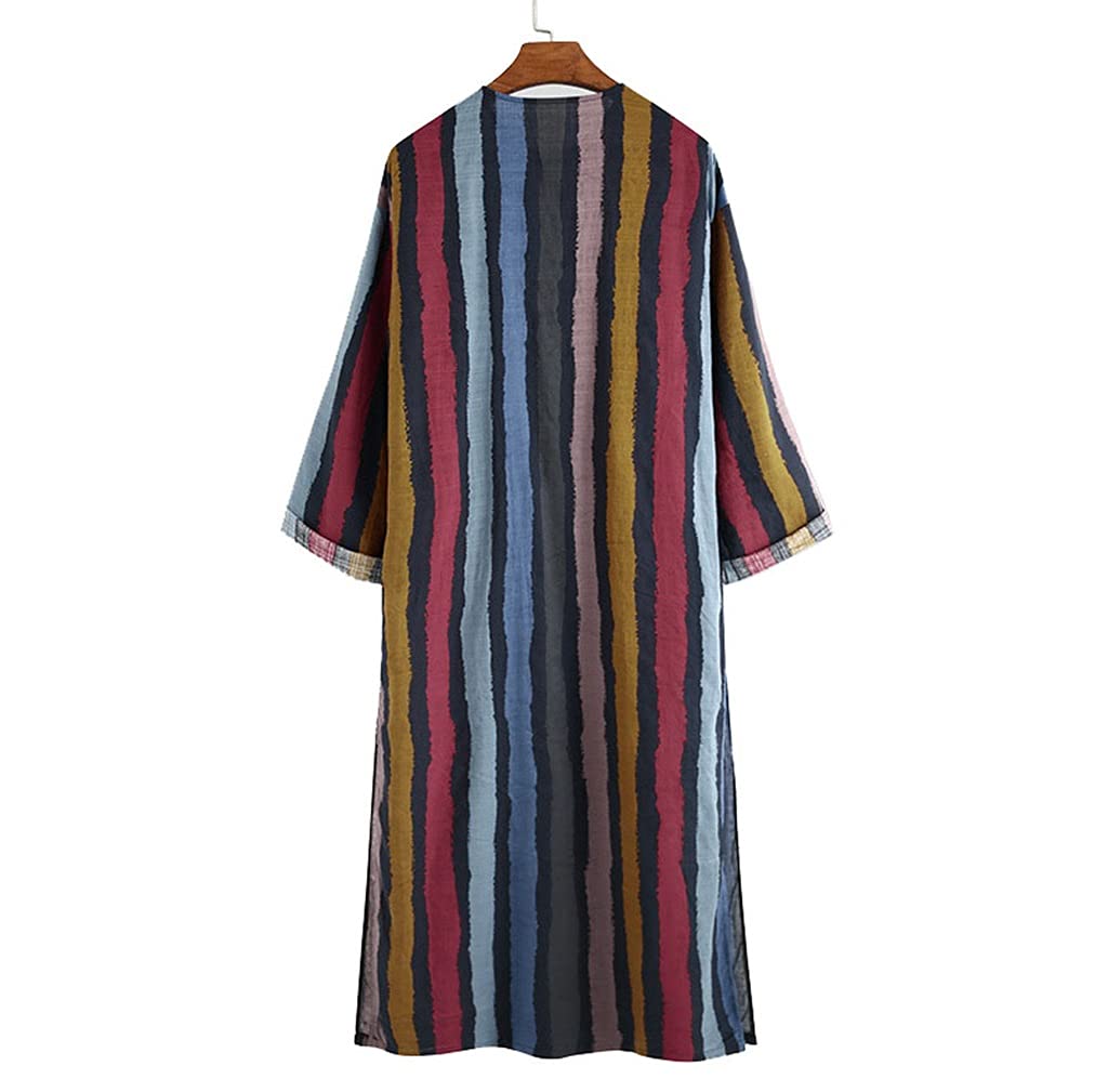Men's Long Sleeve Robe - Comfortable Nightgown Pajama Set with Side Split | Middle Eastern Abaya Dress & Kaftan Gown for Lounge Wear, Sleepwear & Home Relaxation